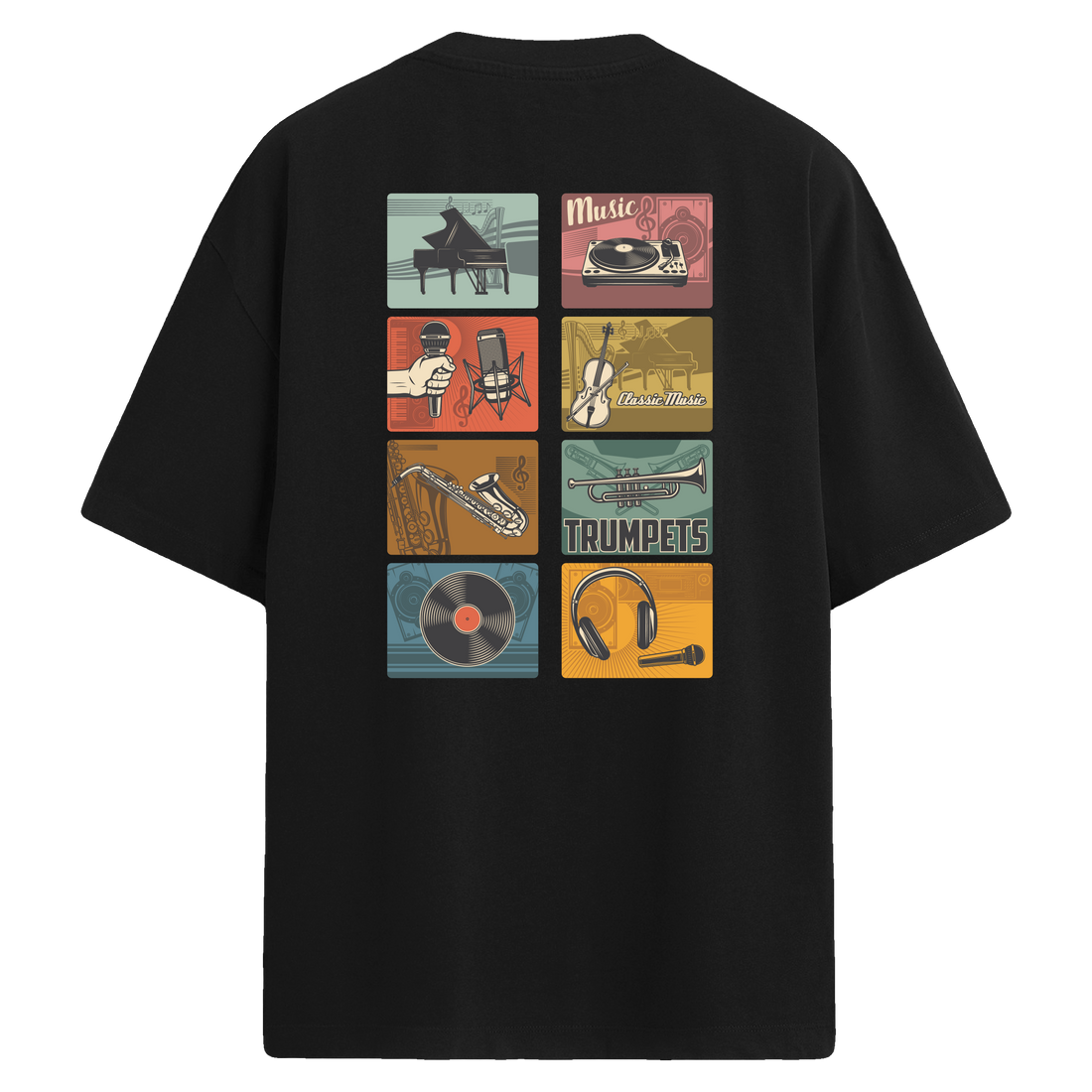 Music Vibes Sırt Baskılı Oversize T-Shirt