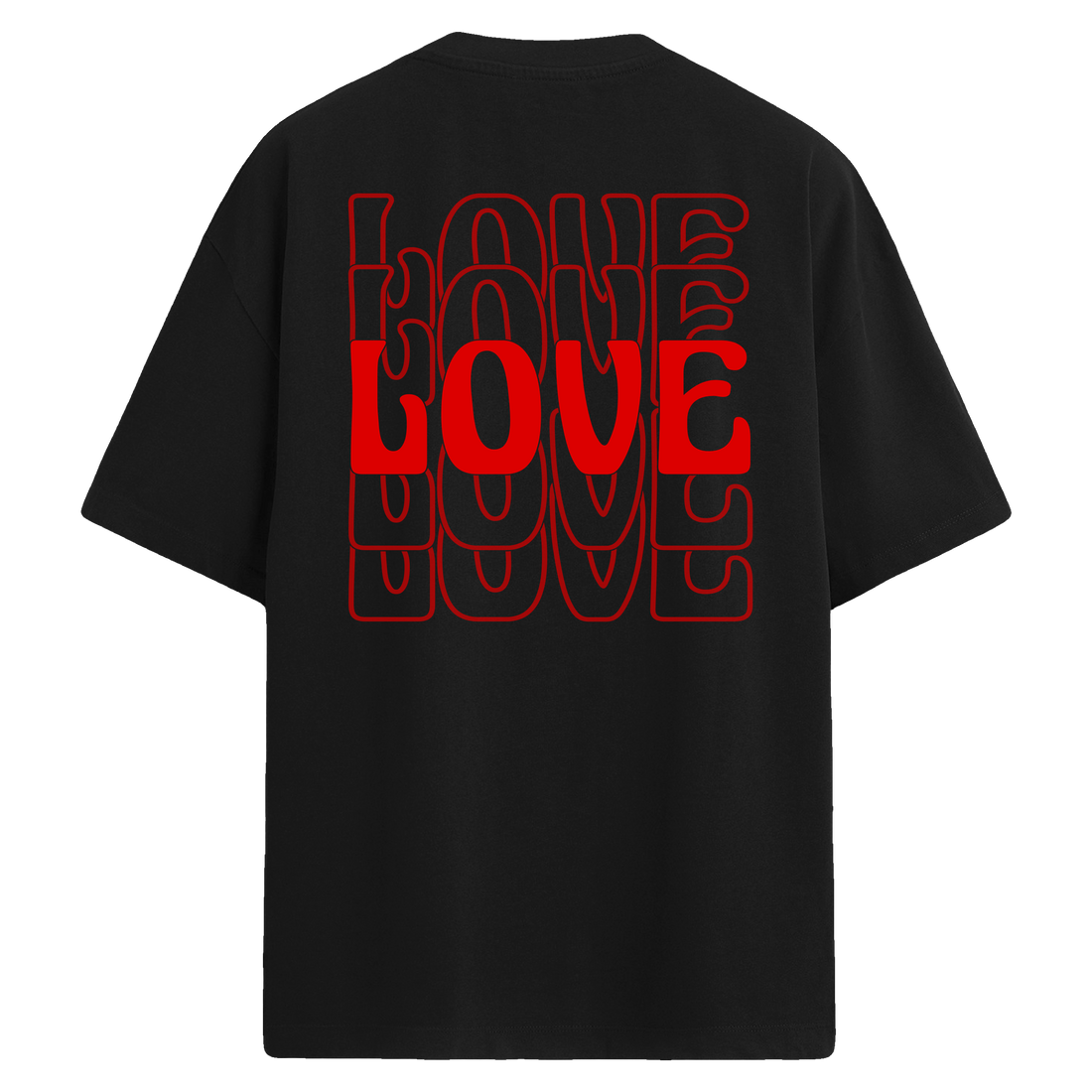 LOVE Typography Sırt Baskılı Oversize T-Shirt