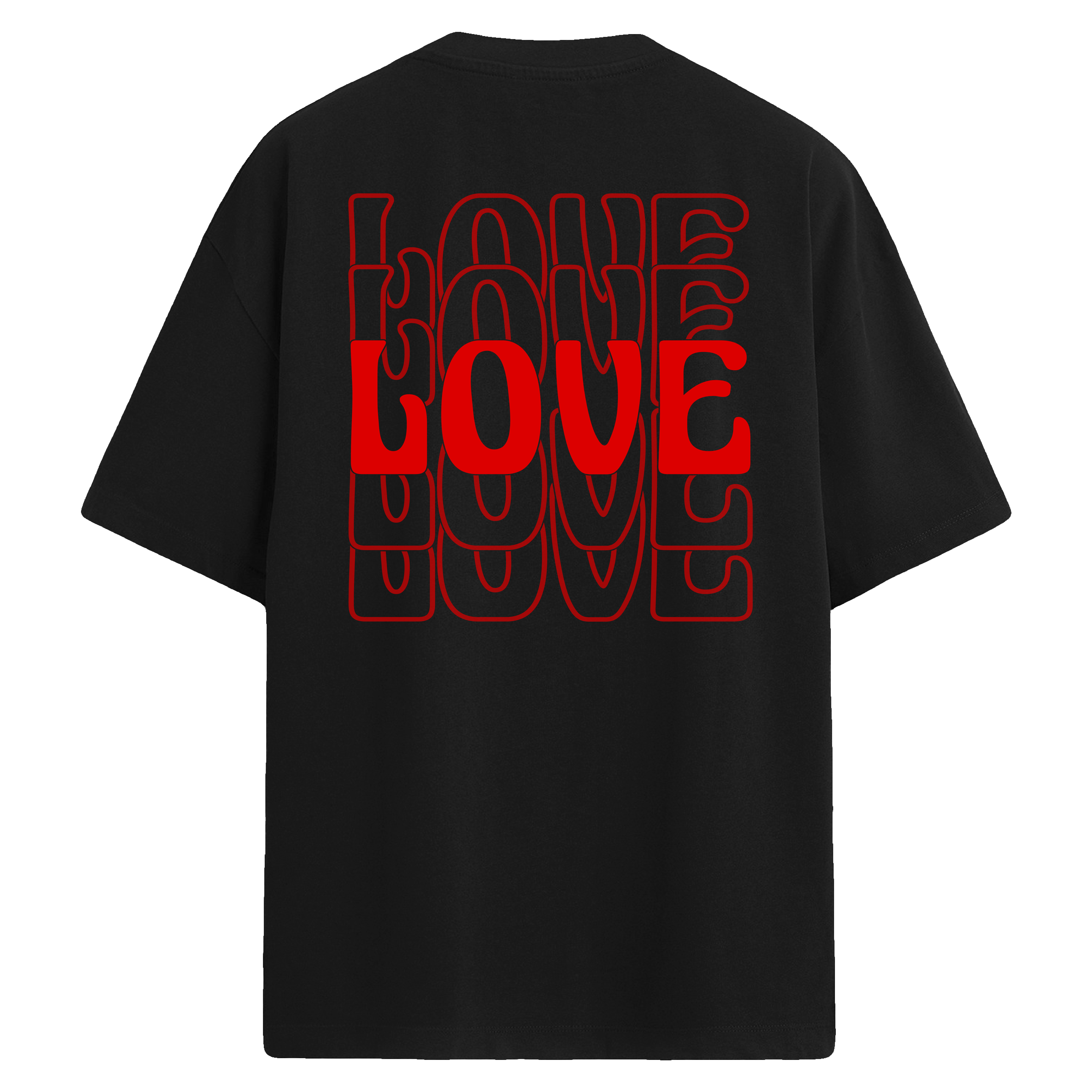 LOVE Typography Sırt Baskılı Oversize T-Shirt
