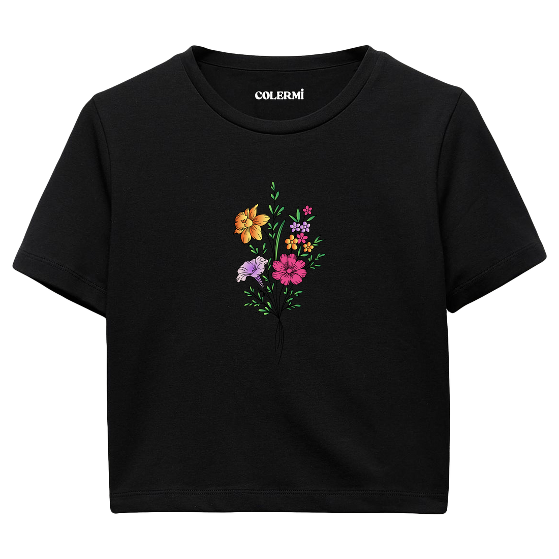 Crop T-Shirt - Çiçek Buketi Tasarımı