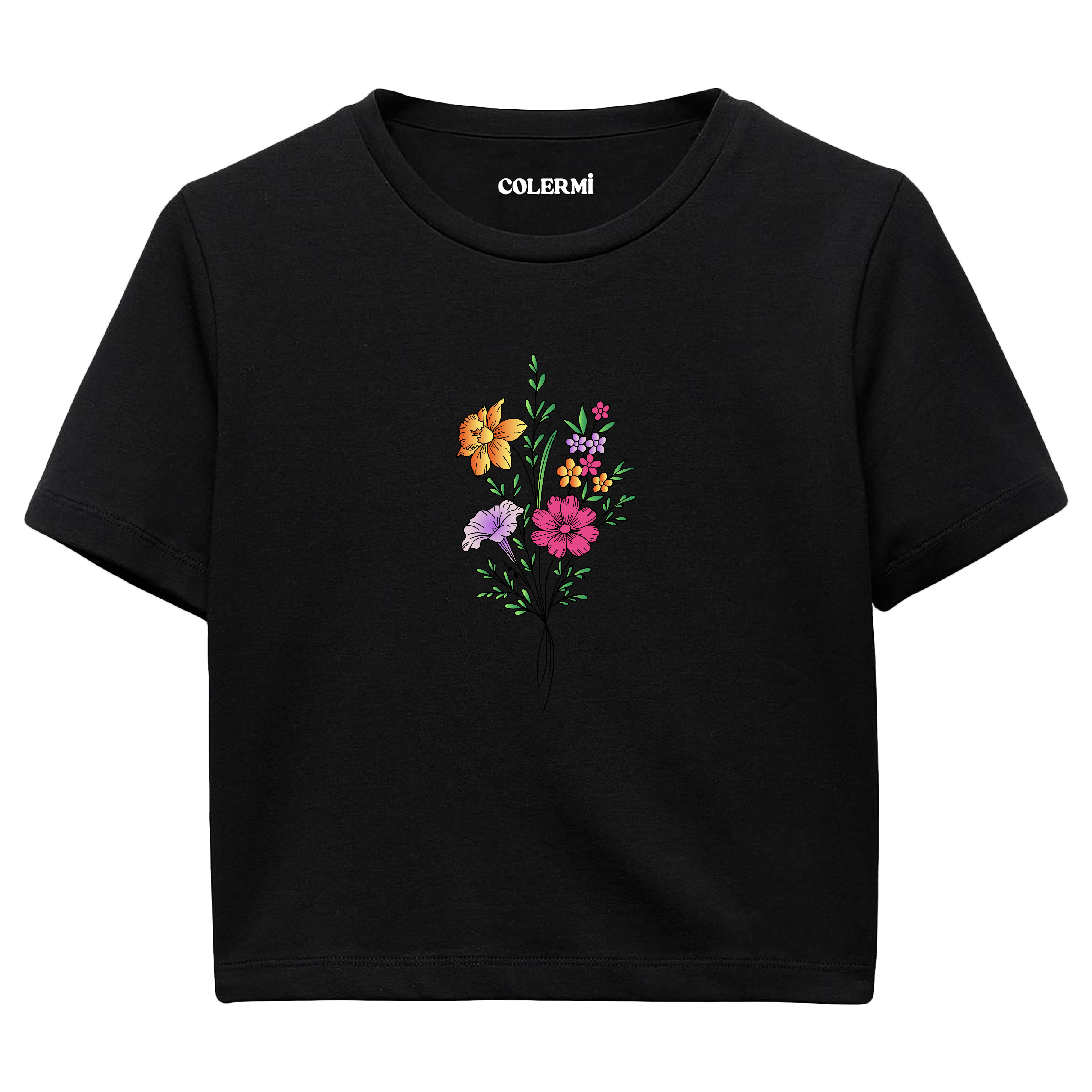 Crop T-Shirt - Çiçek Buketi Tasarımı