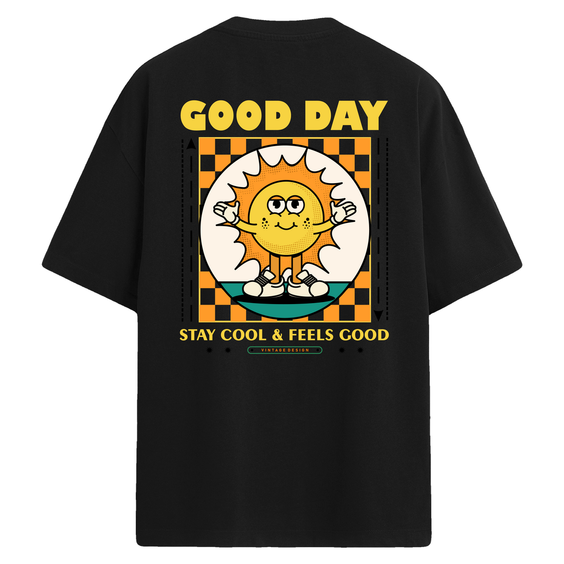 Good Day – Stay Cool & Feels Good Sırt Baskılı Oversize T-Shirt