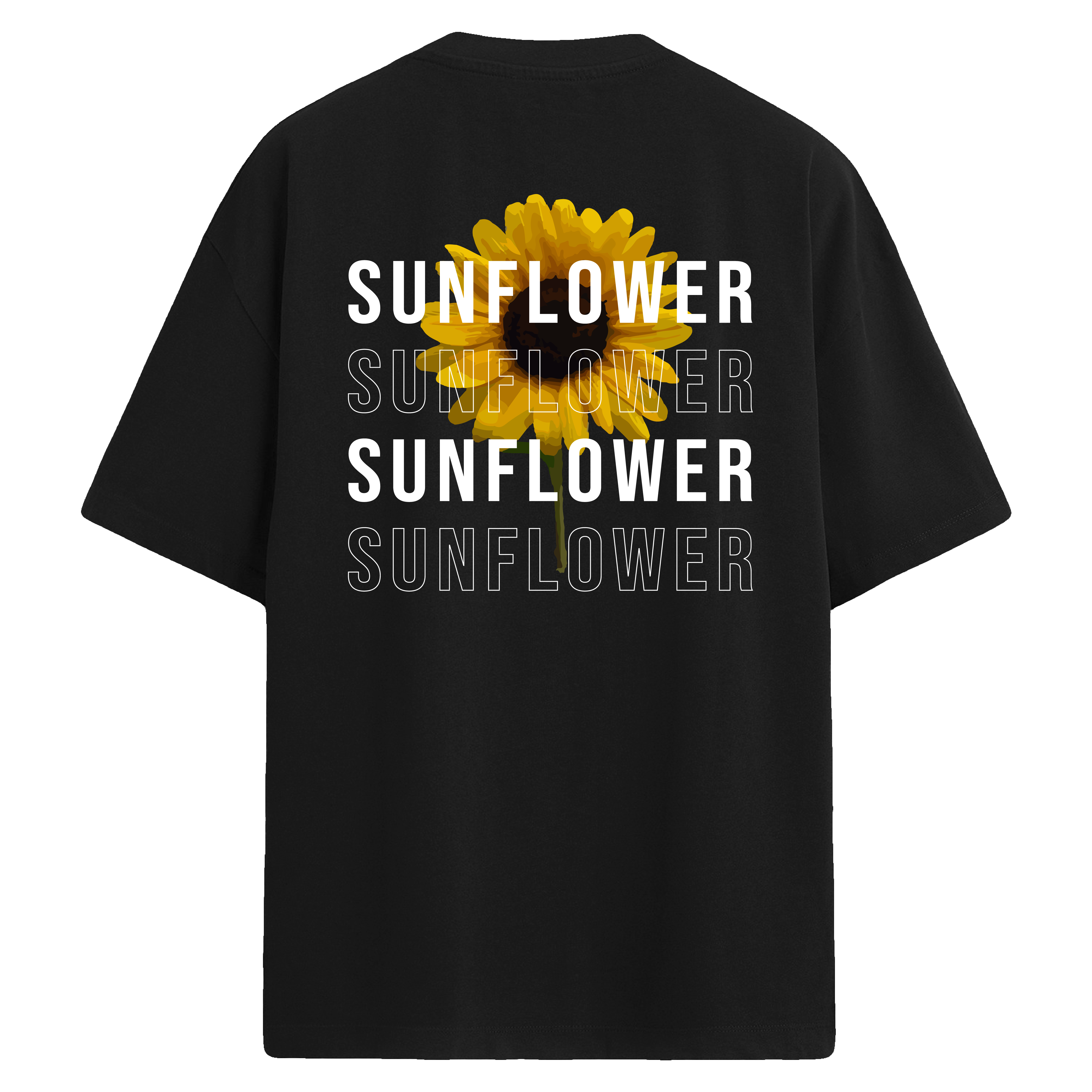 Sunflower Print – Sırt Baskılı Oversize T-Shirt