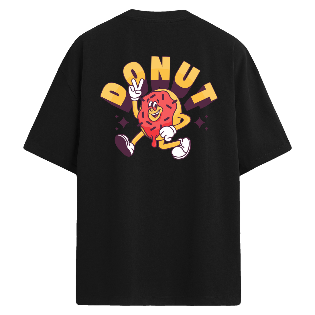 Donut – Renkli Karakterli Sırt Baskılı Oversize T-Shirt