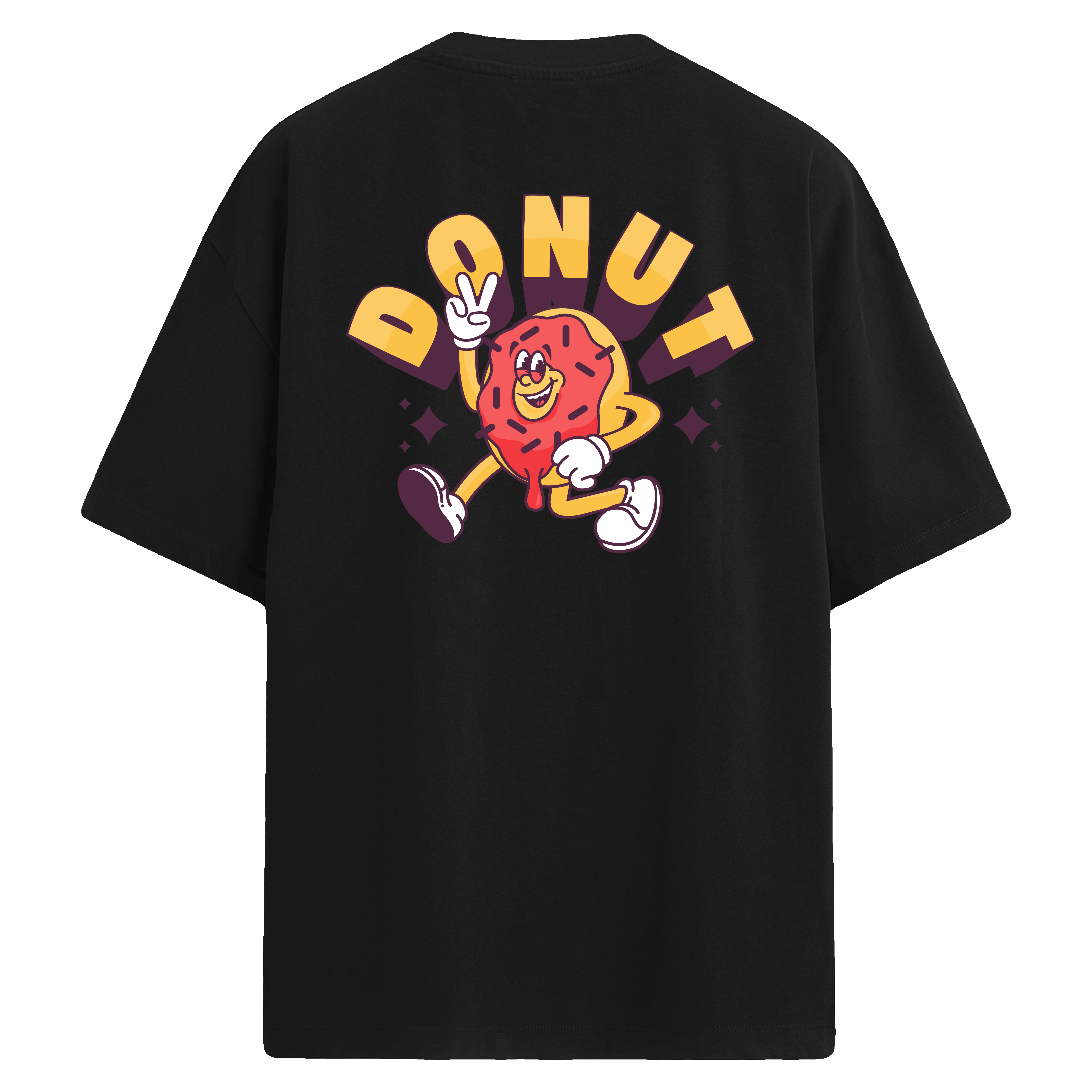 Donut – Renkli Karakterli Sırt Baskılı Oversize T-Shirt