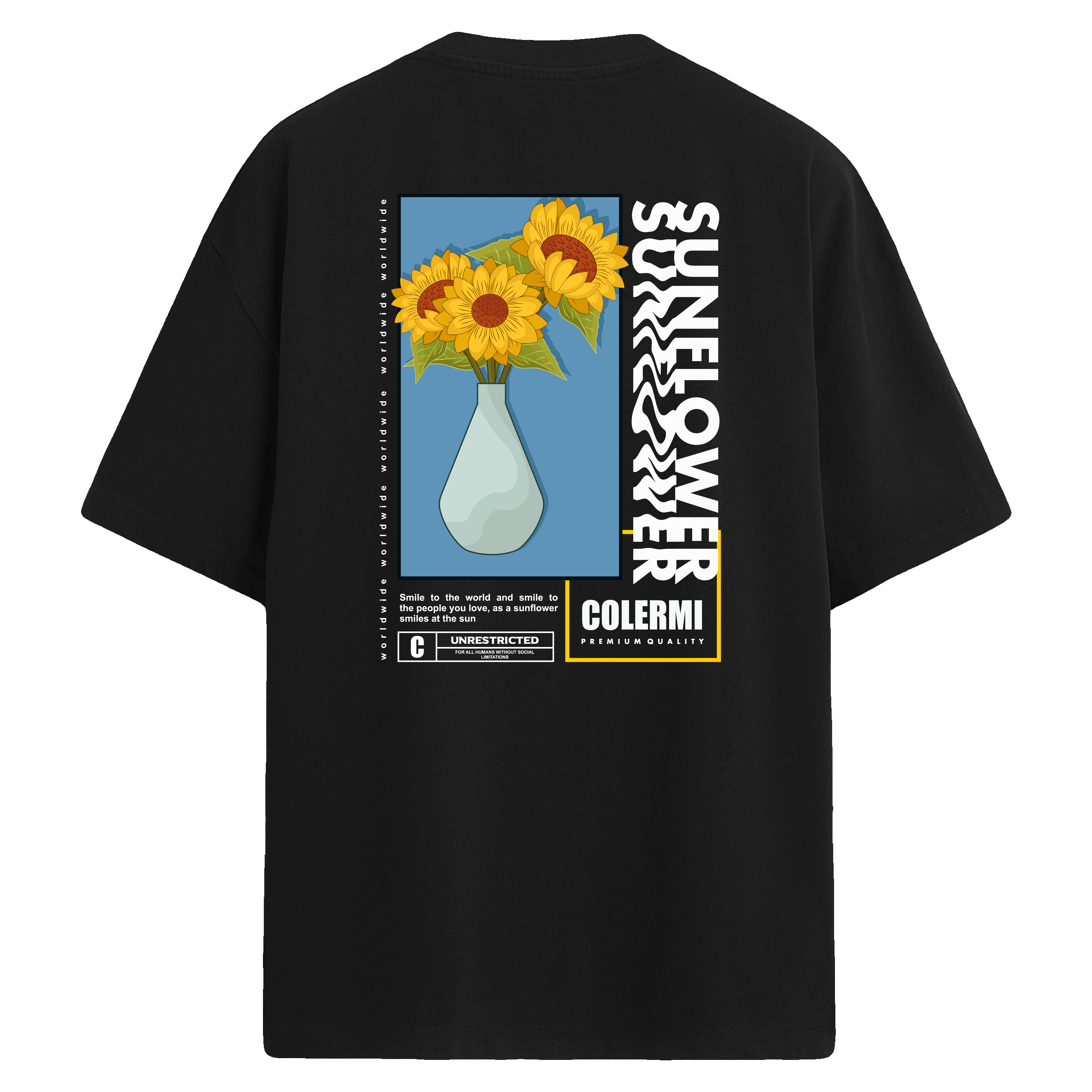 Sunflower Summer Sırt Baskılı Oversize T-Shirt