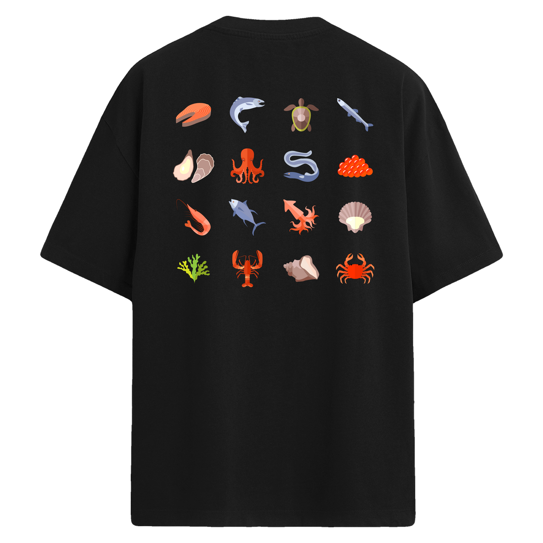 Ocean Creatures Sırt Baskılı Oversize T-Shirt