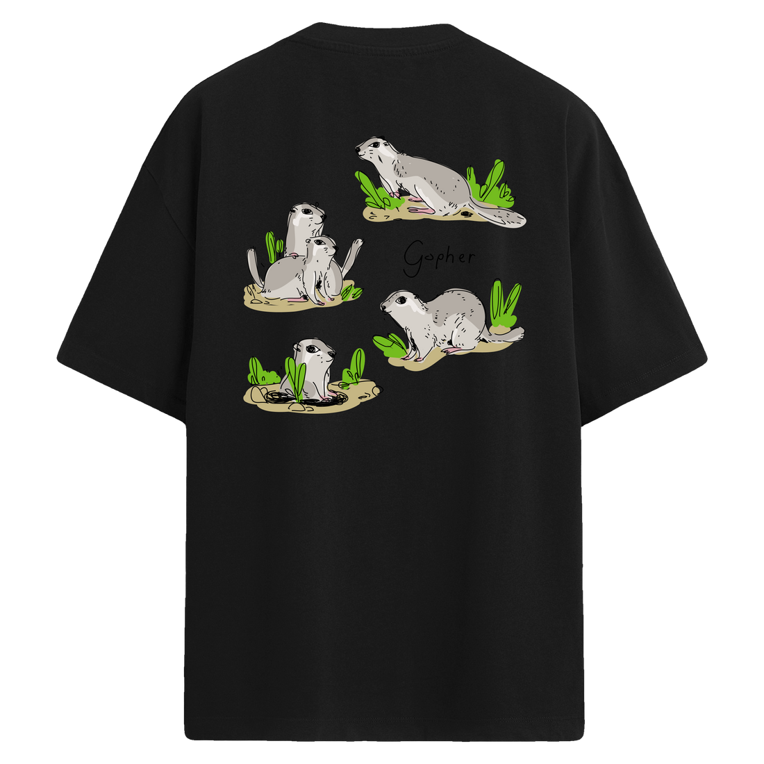 Gopher Sırt Baskılı Oversize T-shirt