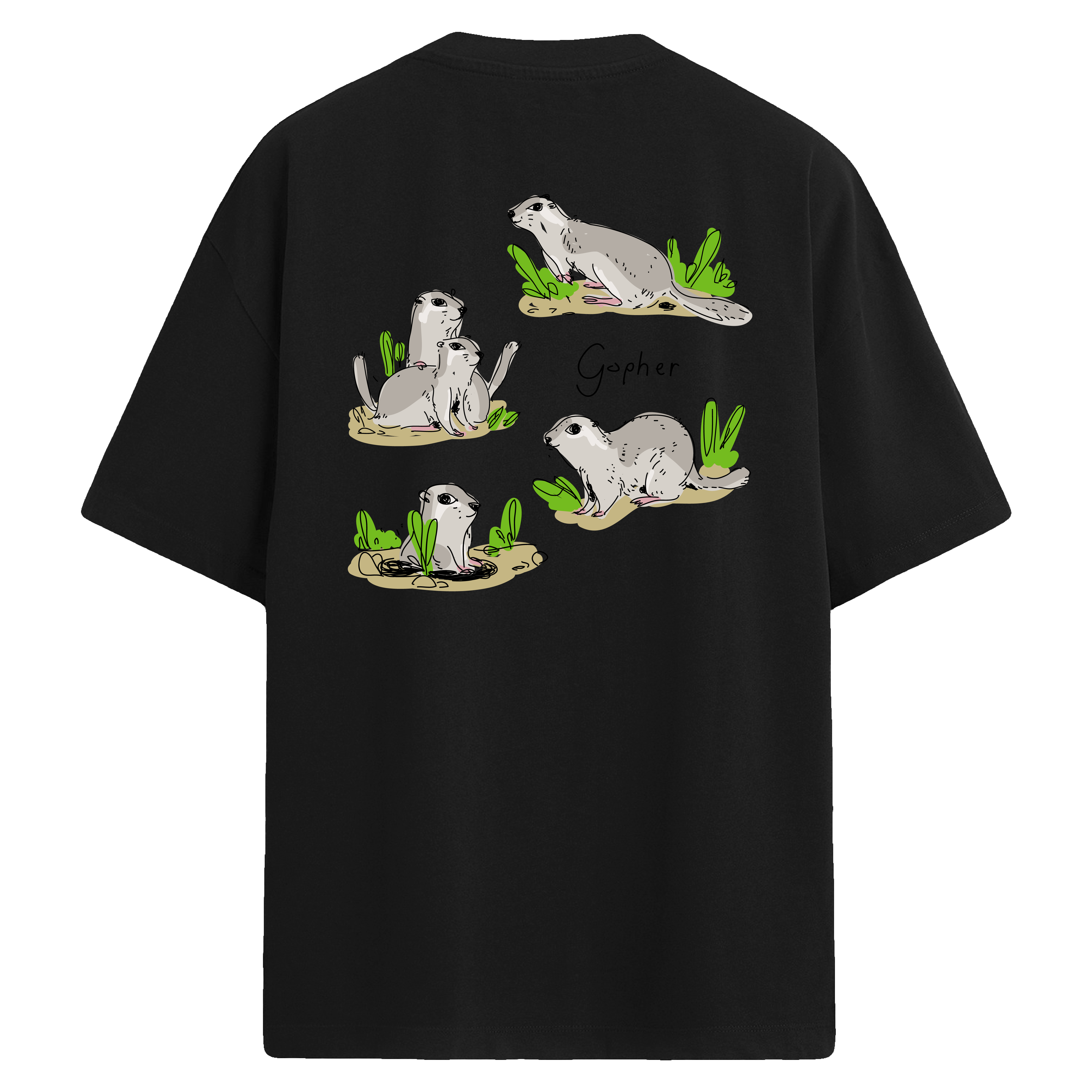 Gopher Sırt Baskılı Oversize T-shirt