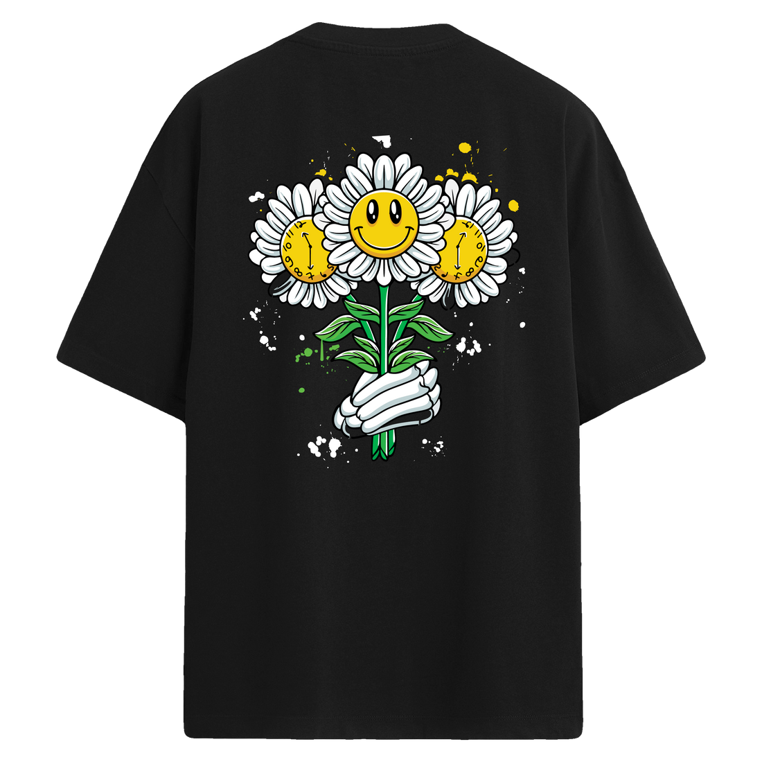 Smiling Daisy Sırt Baskılı Oversize T-Shirt