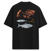 Sea Creatures Sırt Baskılı Oversize T-Shirt
