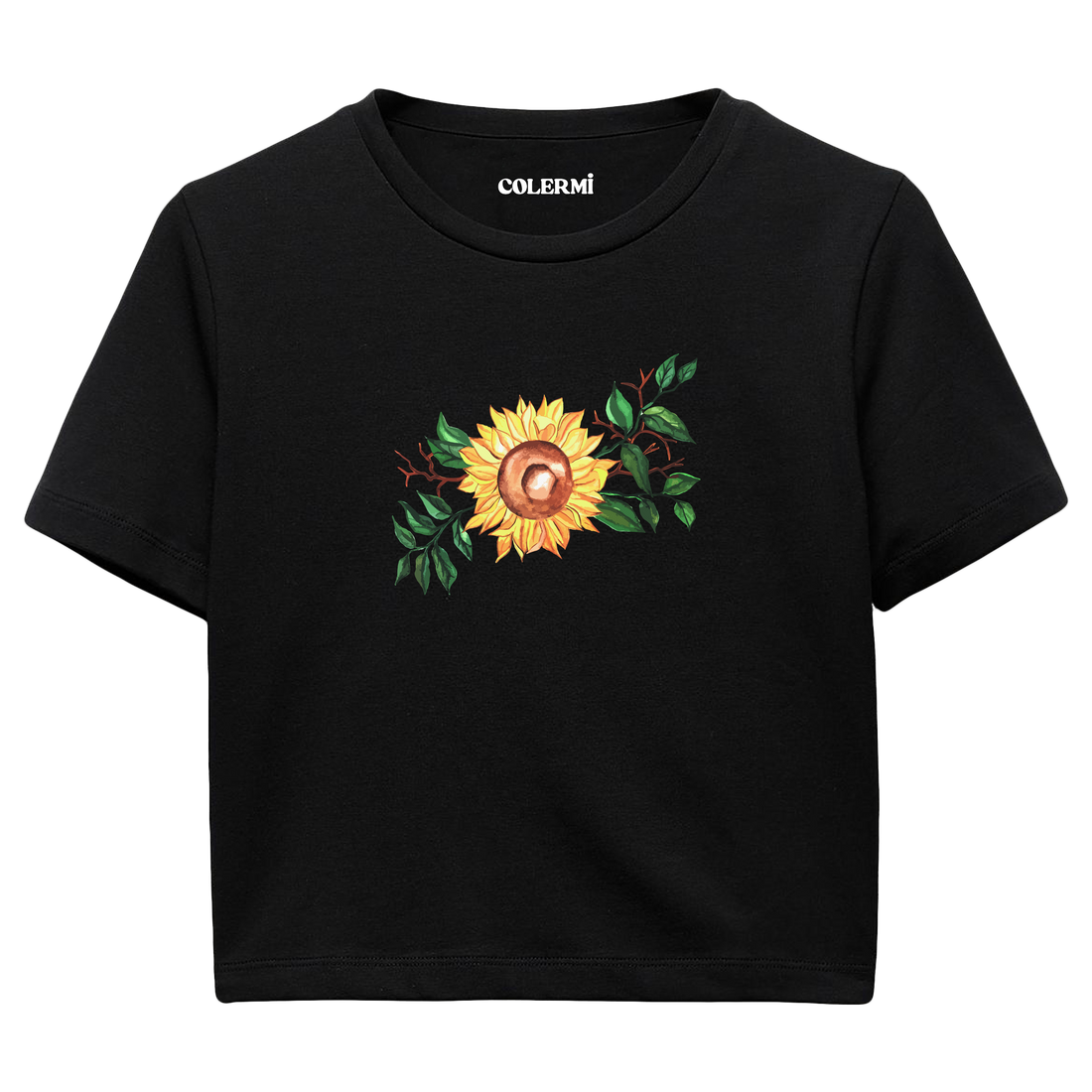 Crop T-Shirt - Ayçiçeği Tasarımı