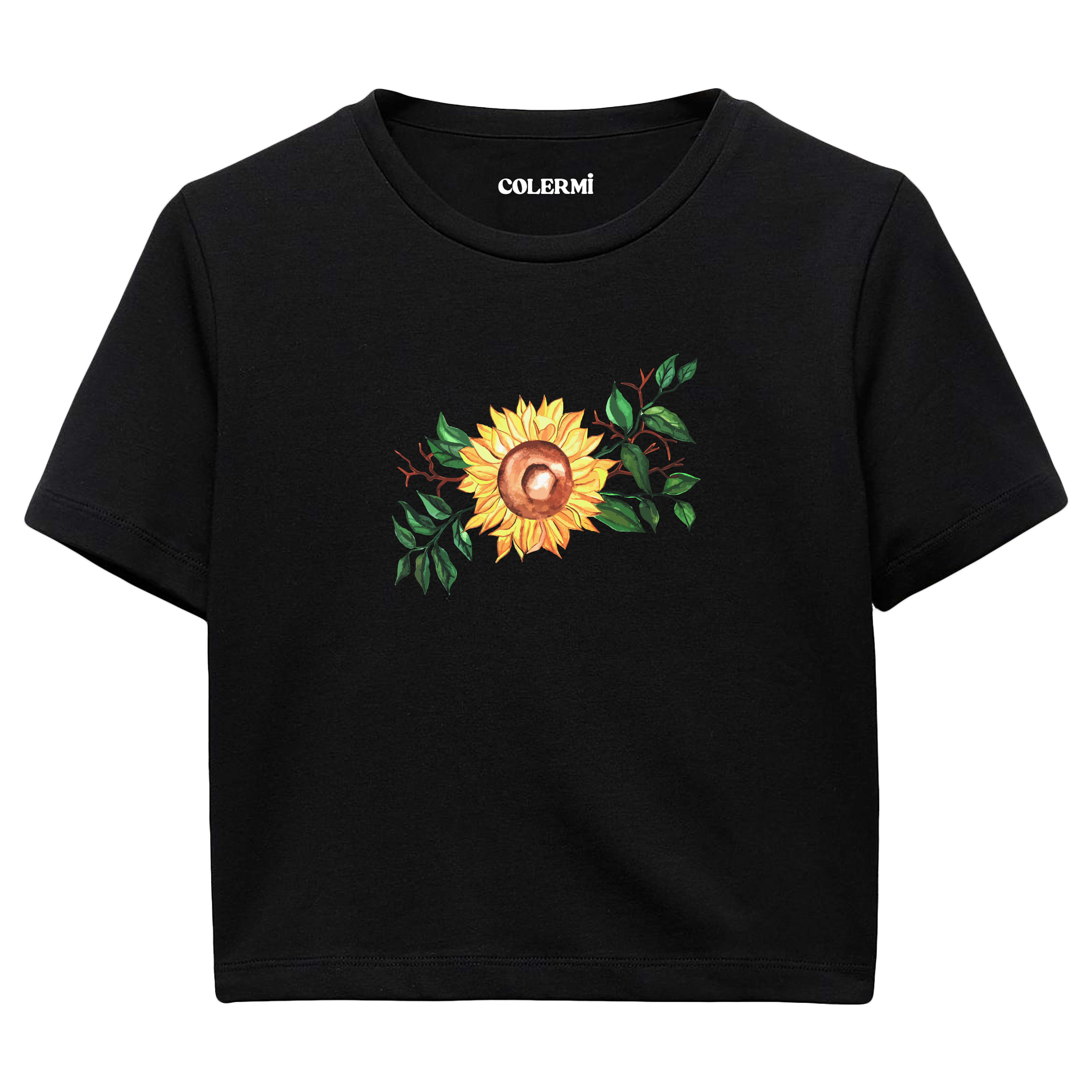 Crop T-Shirt - Ayçiçeği Tasarımı