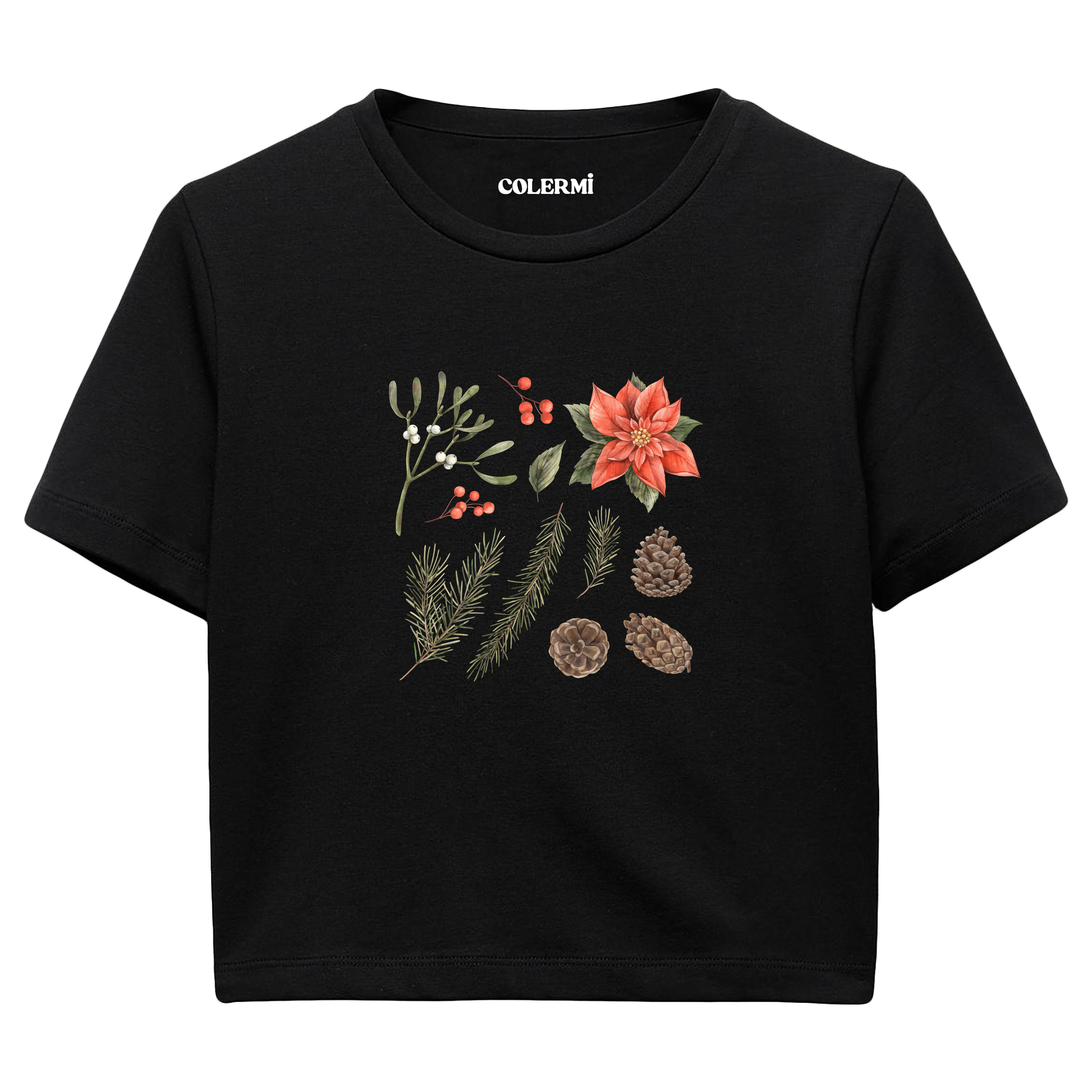 Çiçekli Kadın Crop Tişört detay | Colermi