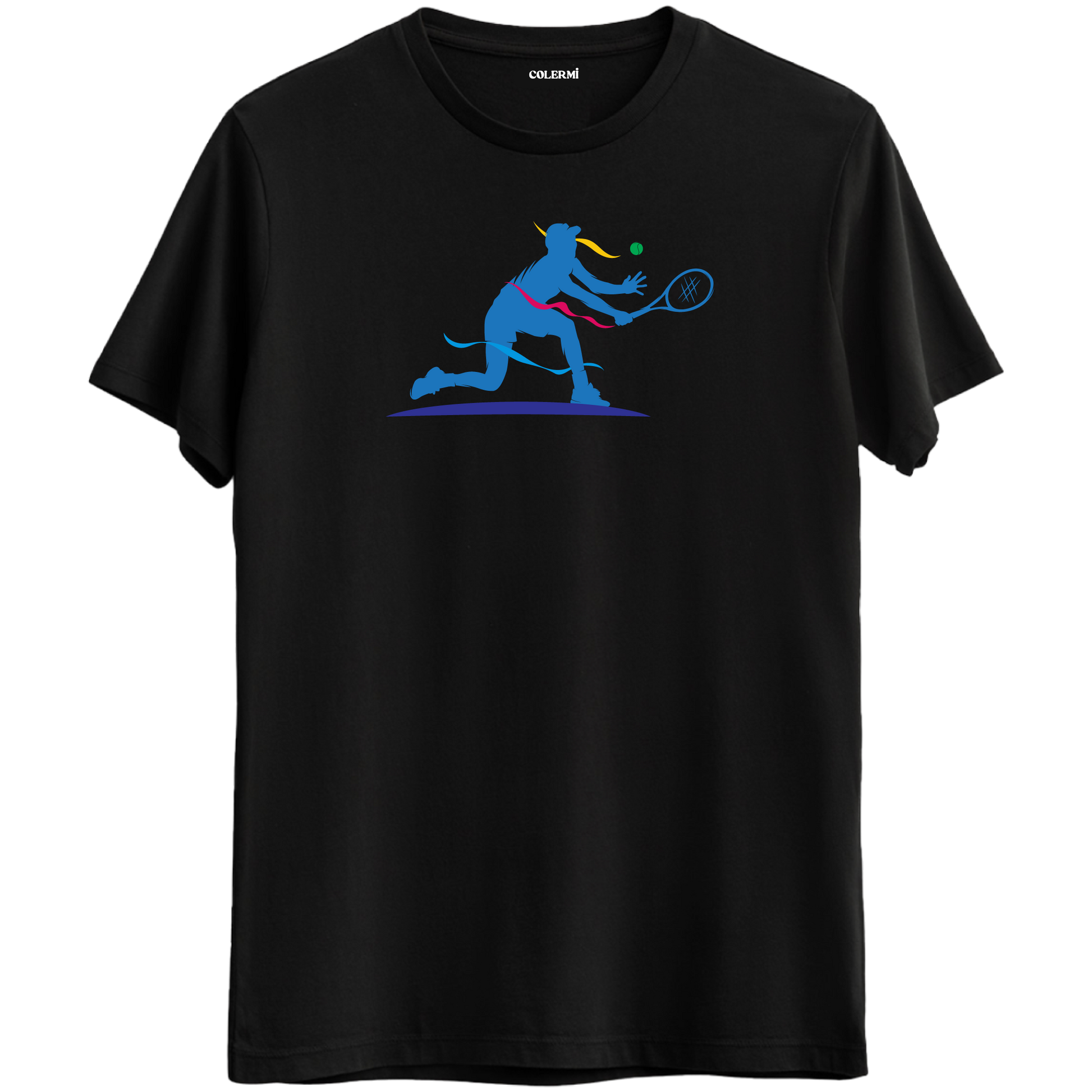 Tenis Oyuncusu Silüet Baskılı Unisex Tişört görsel 2 | Colermi