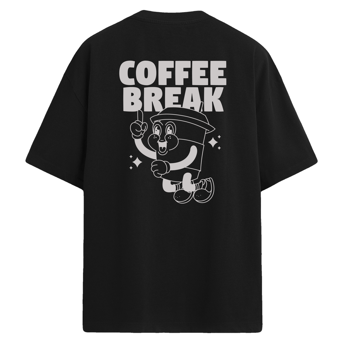 Coffee Break Sırt Baskılı Oversize T-Shirt