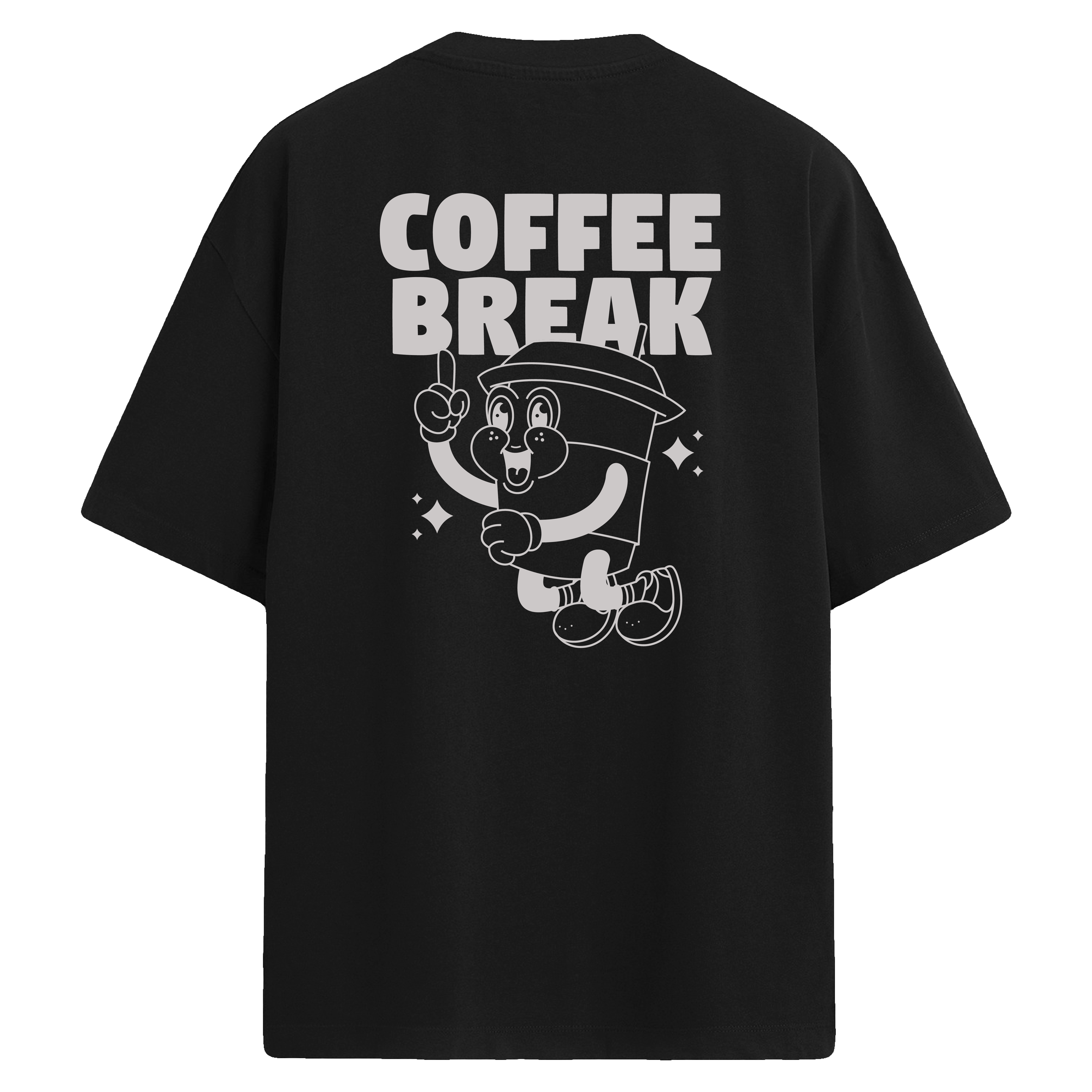 Coffee Break Sırt Baskılı Oversize T-Shirt
