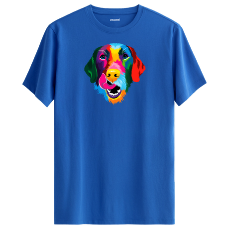 Renkli Golden Retriever Baskılı Unisex Tişört