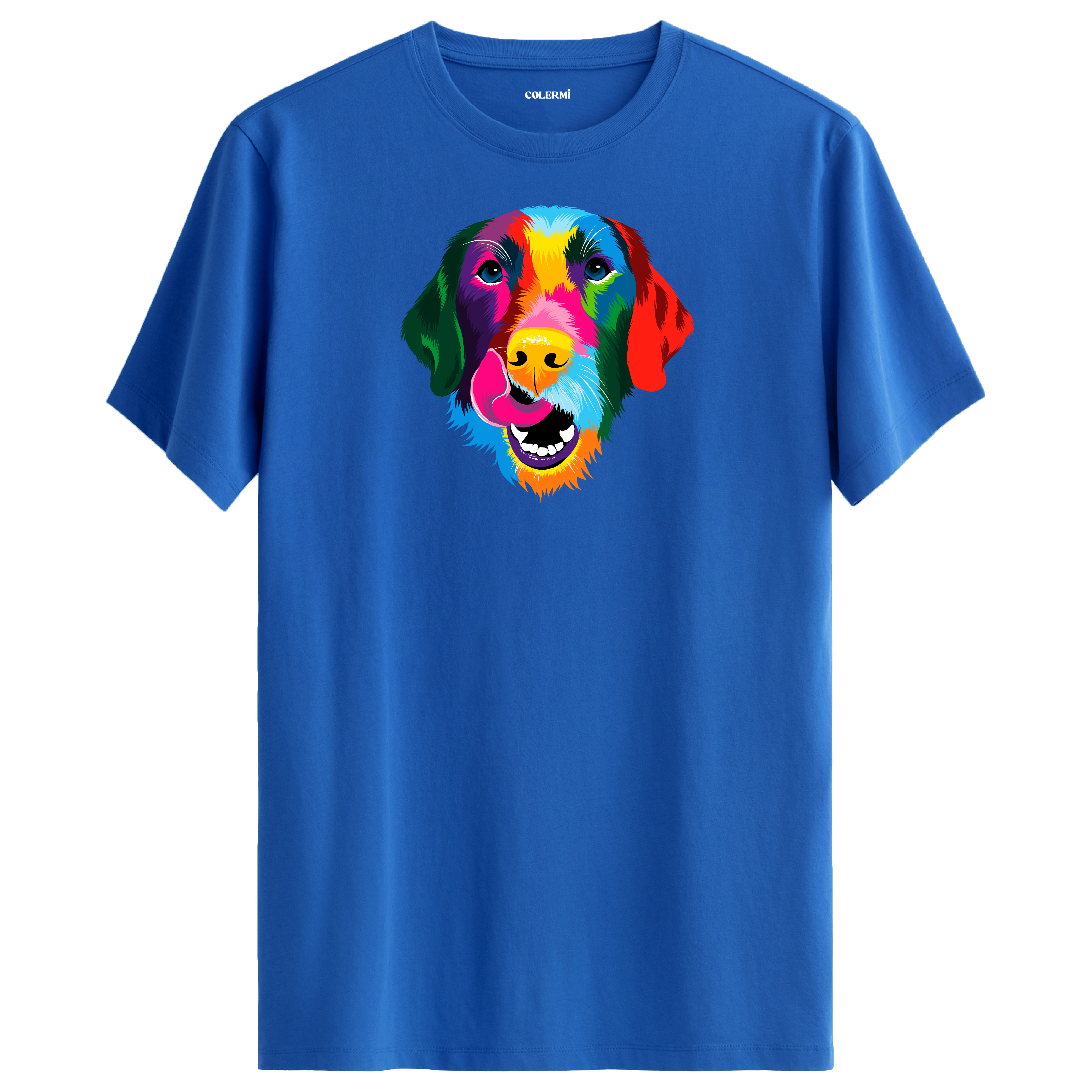 Renkli Golden Retriever Baskılı Unisex Tişört