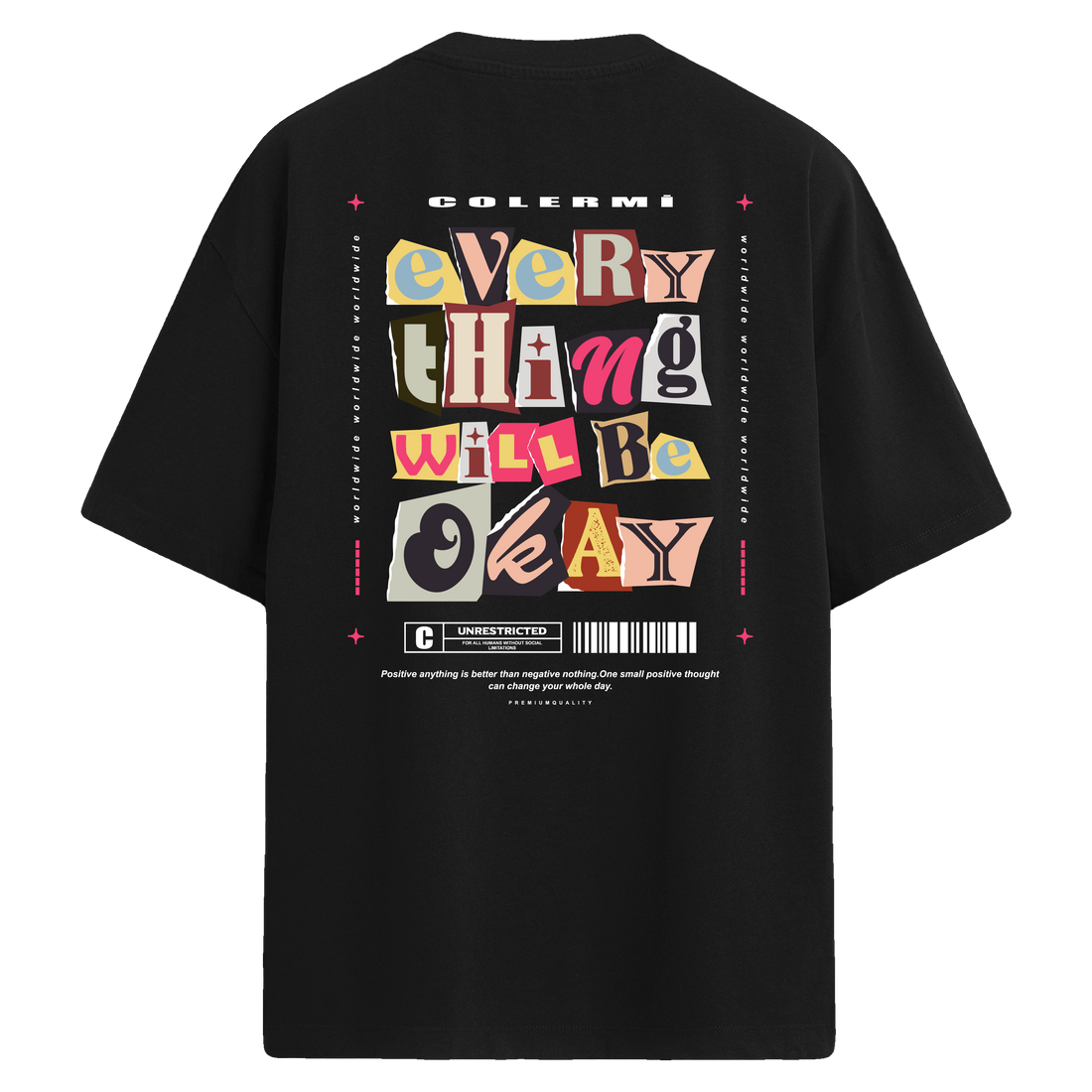 Everything Will Be Okay Sırt Baskılı Oversize T-Shirt