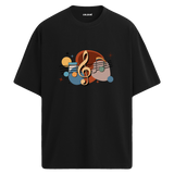 Retro Nota Desenli T-Shirt – %100 Pamuk