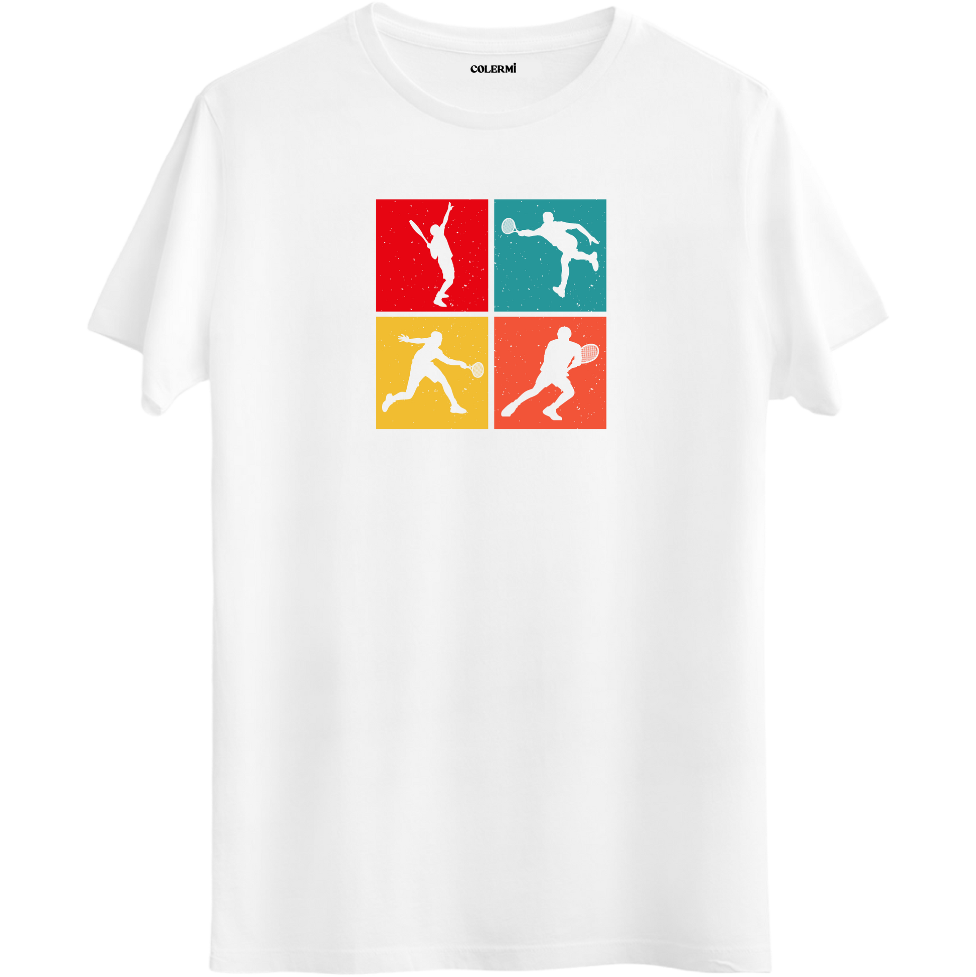 Retro Tenis Oyuncuları Baskılı Unisex Tişört | Colermi