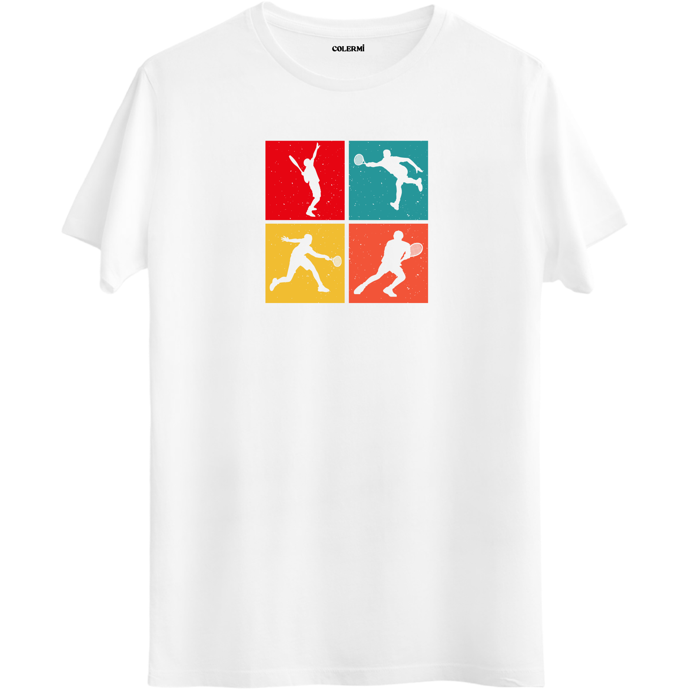 Retro Tenis Oyuncuları Baskılı Unisex Tişört | Colermi
