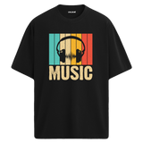 Retro Music Oversize Unisex T-Shirt – Müzik Temalı