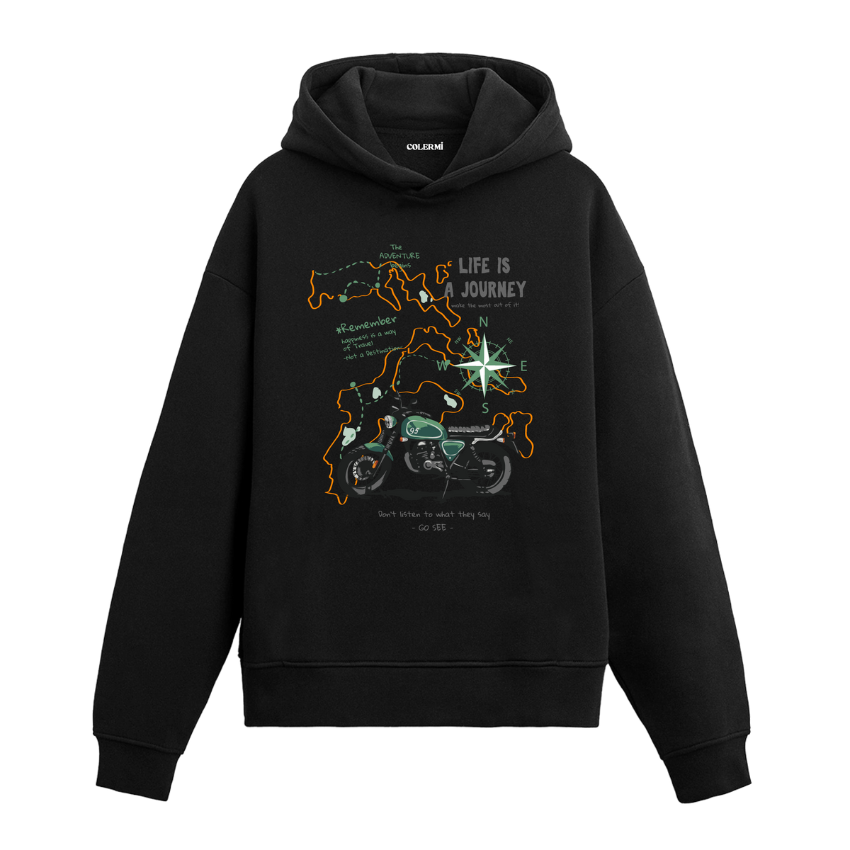 Life Is a Journey Motosiklet Tasarım Hoodie