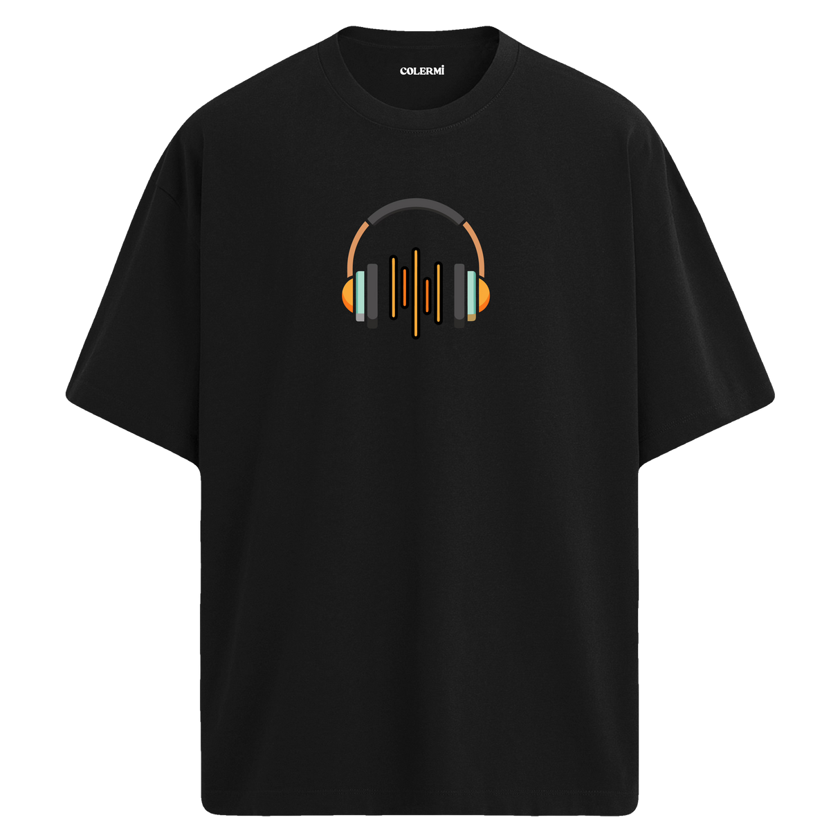 Ses Dalgası Kulaklık Tasarımlı T-Shirt  – %100 Pamuk
