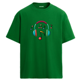 Renkli Nota Kulaklık Baskılı T-Shirt – %100 Pamuk