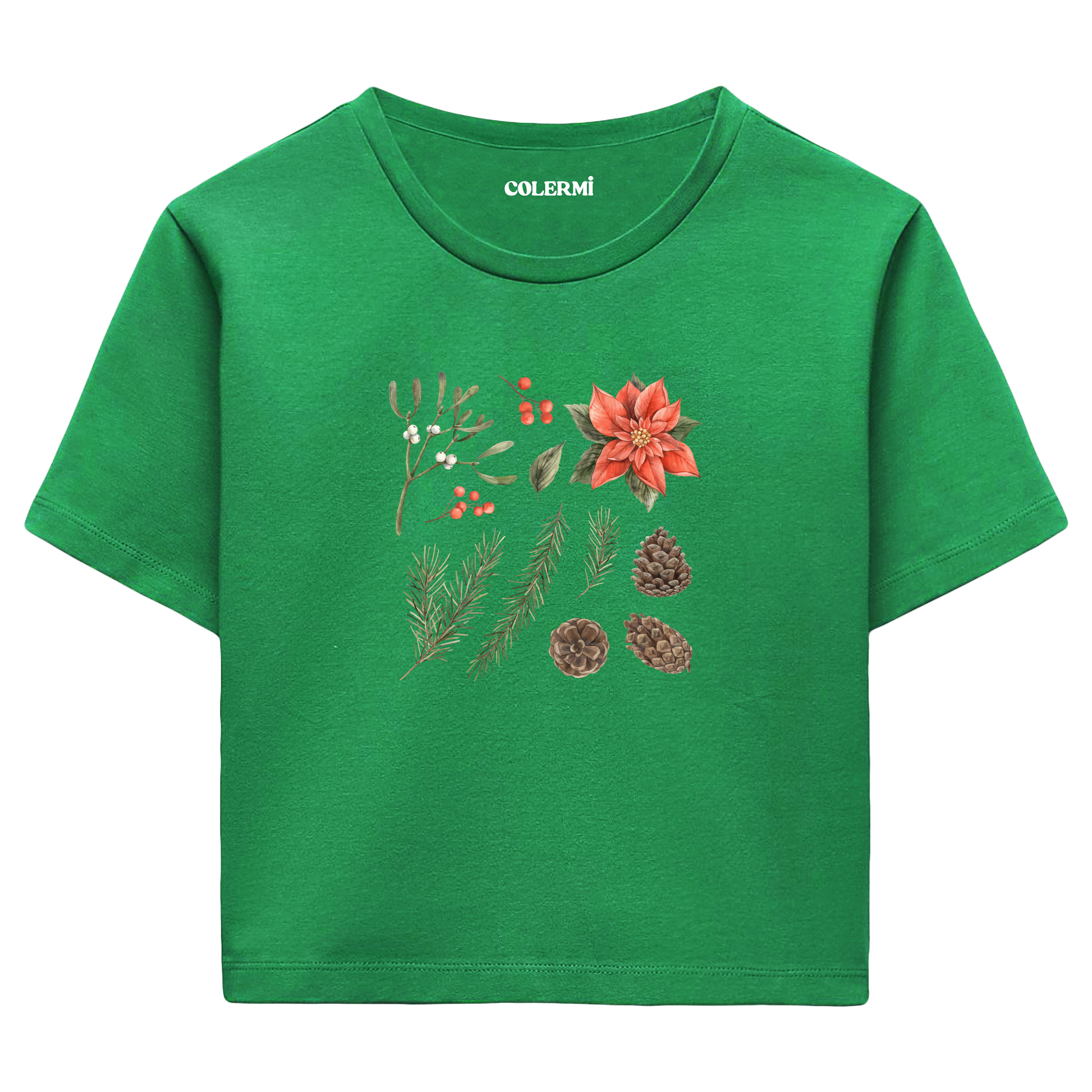 Çiçekli Kadın Crop Tişört görsel 4 | Colermi
