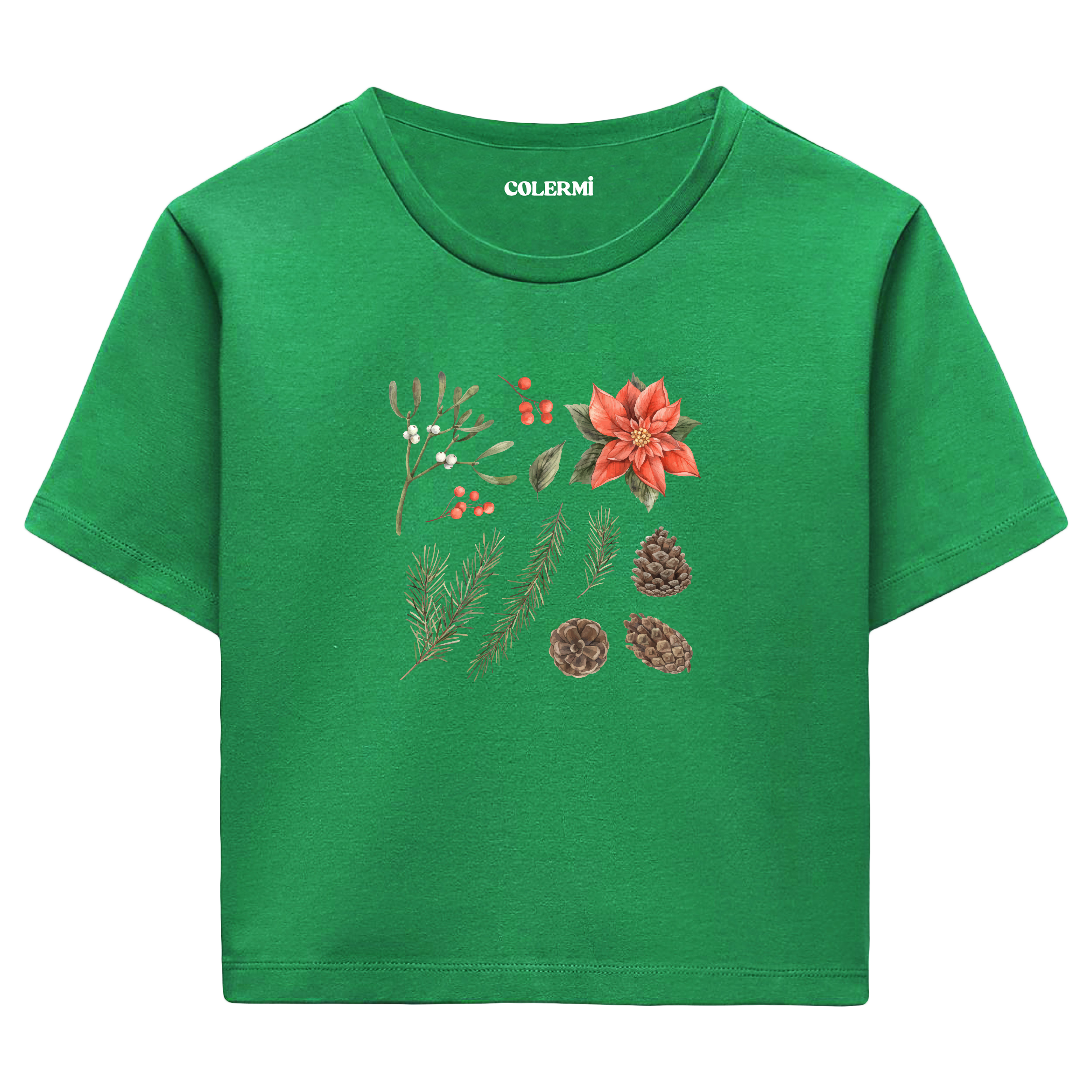 Çiçekli Kadın Crop Tişört görsel 4 | Colermi