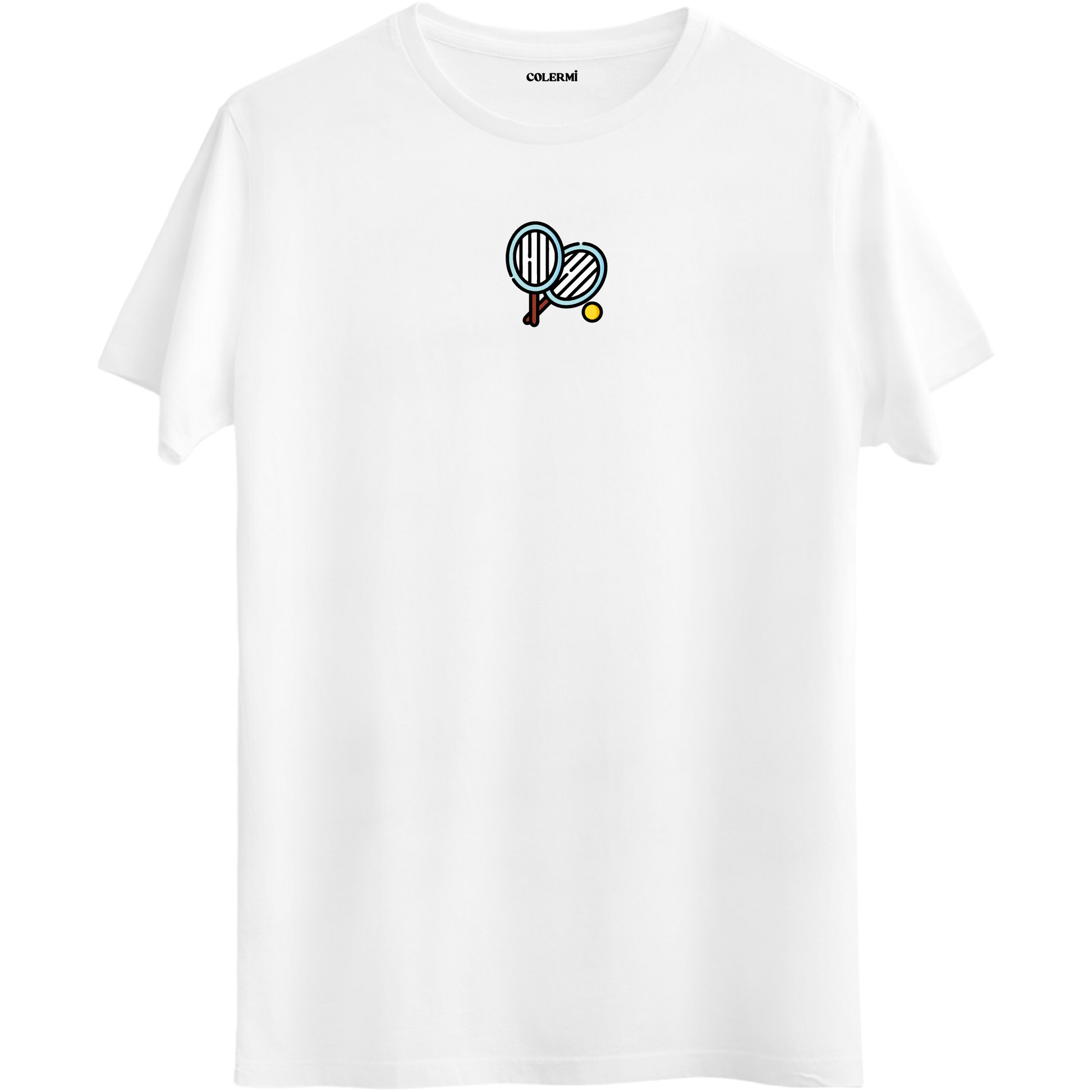 Minimal Tenis Raketleri Baskılı Unisex Tişört | Colermi