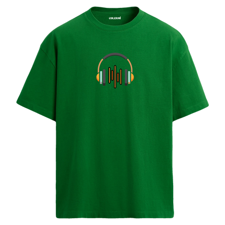 Ses Dalgası Kulaklık Tasarımlı T-Shirt  – %100 Pamuk