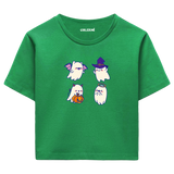 Sevimli Hayaletler Cadılar Bayramı Crop T-Shirt