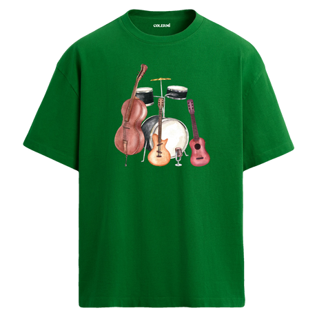 Vintage Enstrümanlar Oversize Unisex T-Shirt –  Müzik Tasarımı