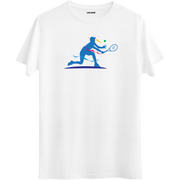 Tenis Oyuncusu Silüet Baskılı Unisex Tişört | Colermi