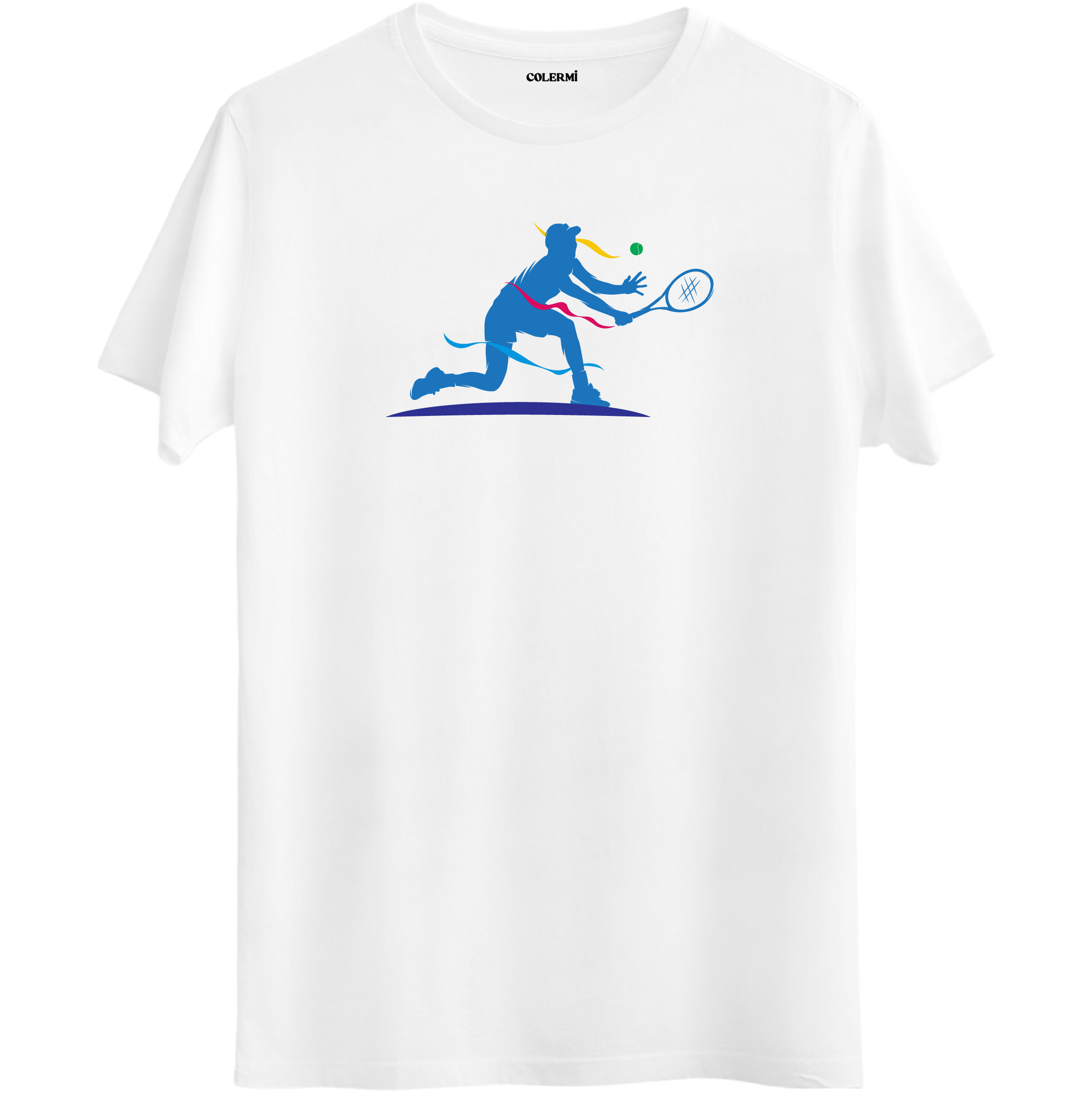 Tenis Oyuncusu Silüet Baskılı Unisex Tişört | Colermi