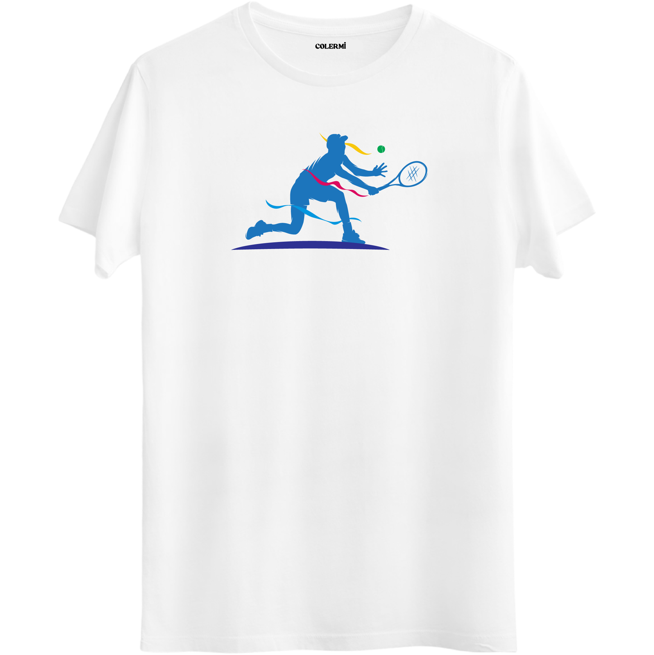 Tenis Oyuncusu Silüet Baskılı Unisex Tişört | Colermi