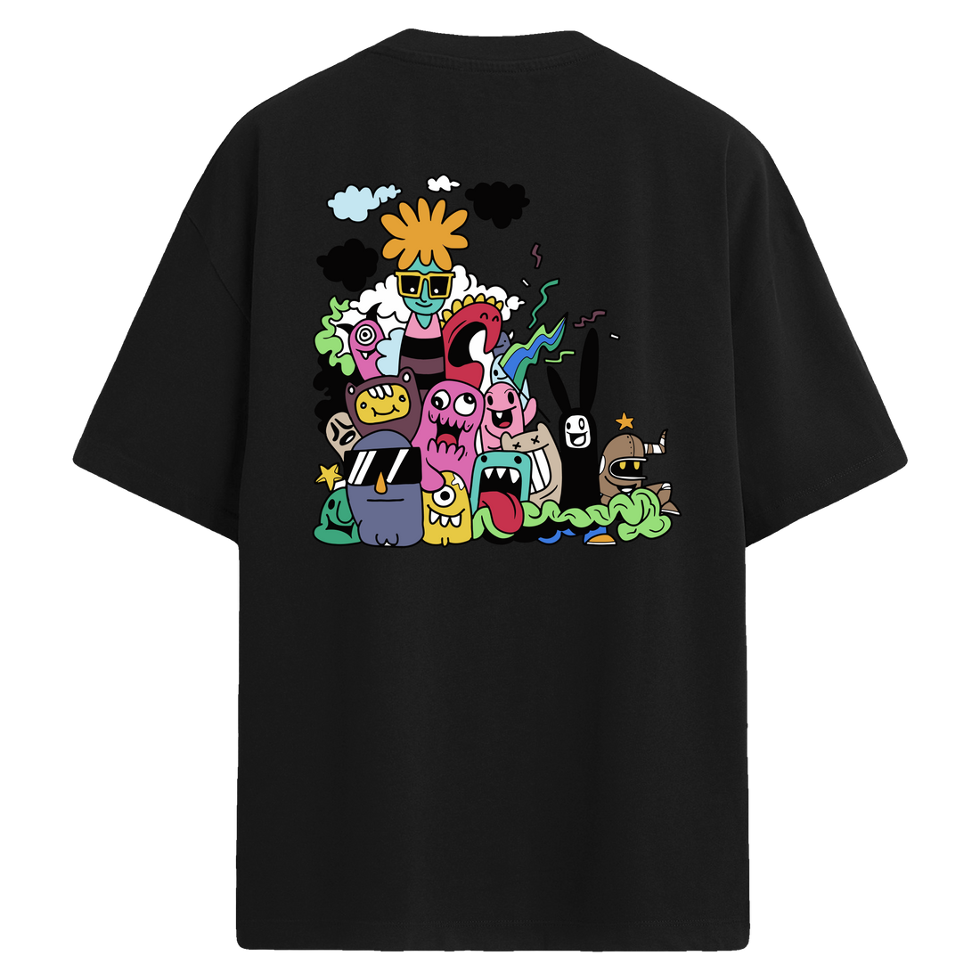 Character Stack Sırt Baskılı Oversize T-Shirt