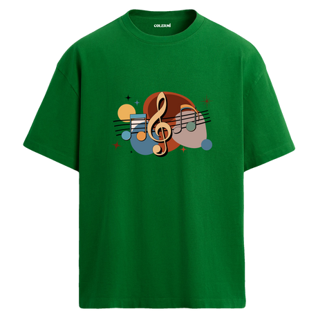 Retro Nota Desenli T-Shirt – %100 Pamuk