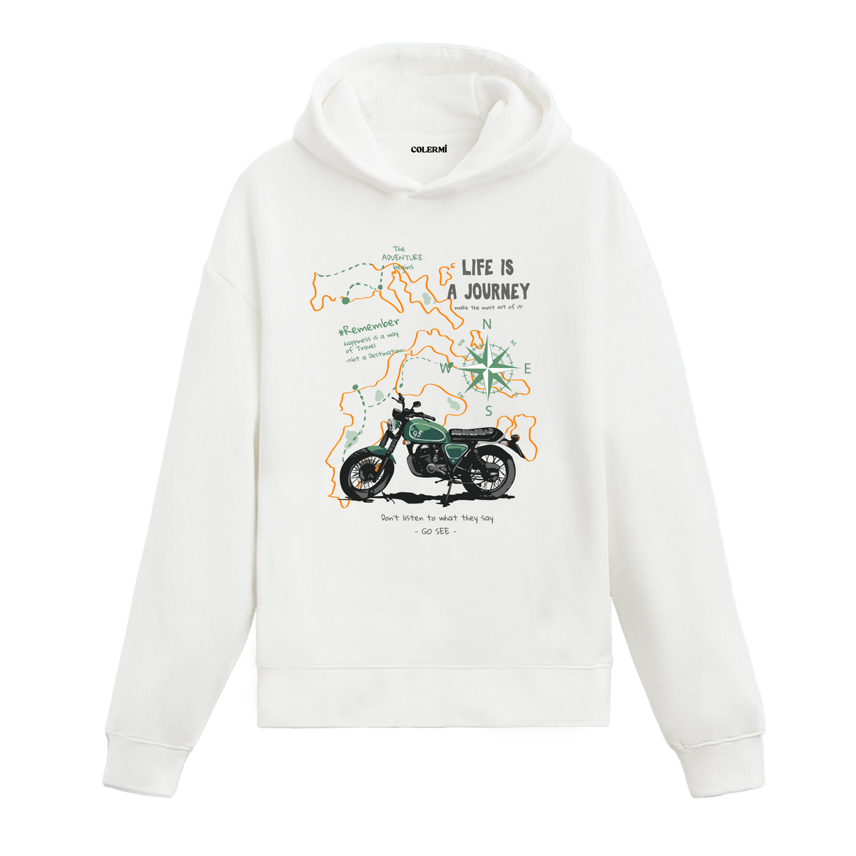 Life Is a Journey Motosiklet Tasarım Hoodie