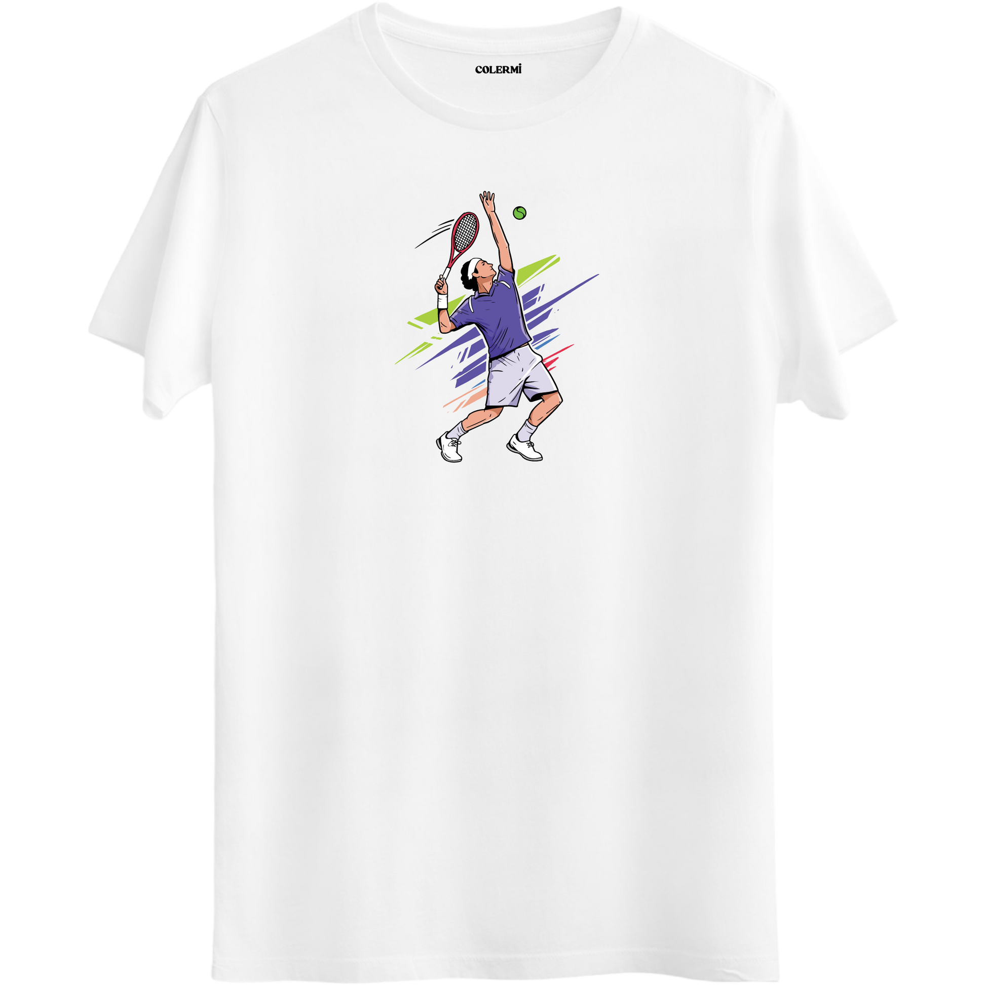 Tenis Servis Vuruşu Baskılı Unisex Tişört | Colermi