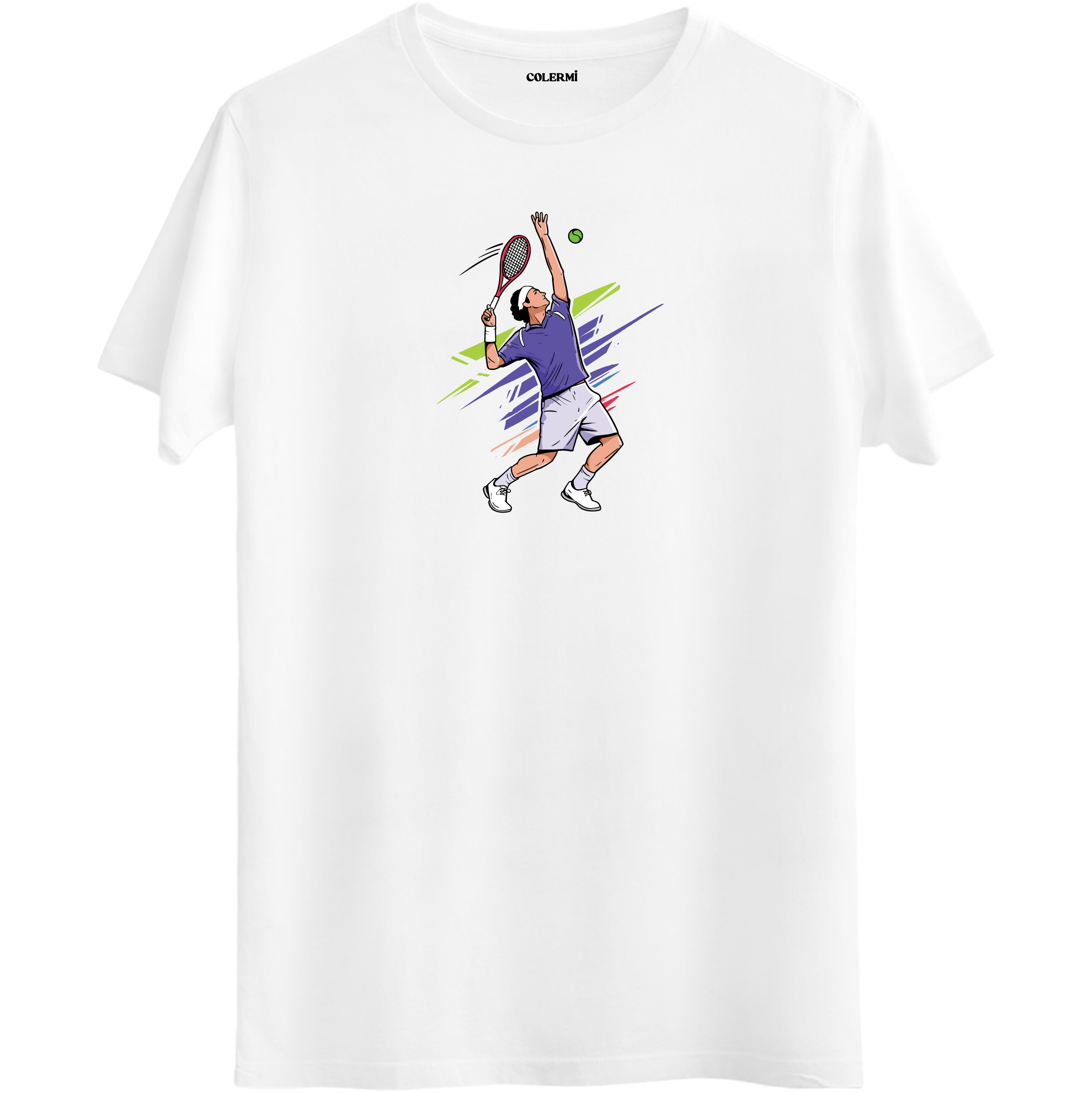 Tenis Servis Vuruşu Baskılı Unisex Tişört | Colermi