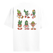 Karakterli Kaktüs Temalı Eğlenceli - Sırt Baskılı Oversize T-Shirt