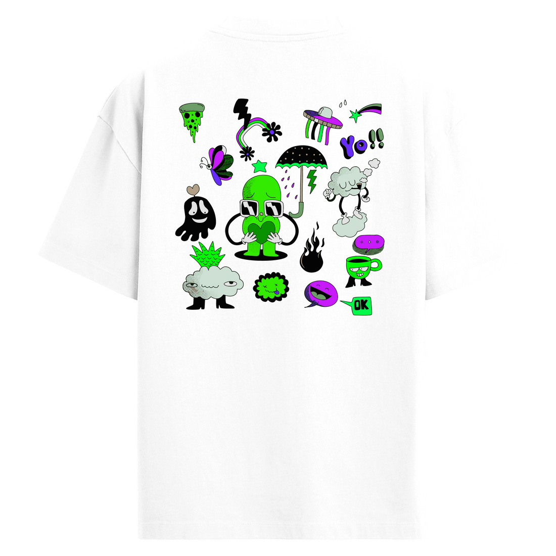 Alien Mood Sırt Baskılı Oversize T-Shirt