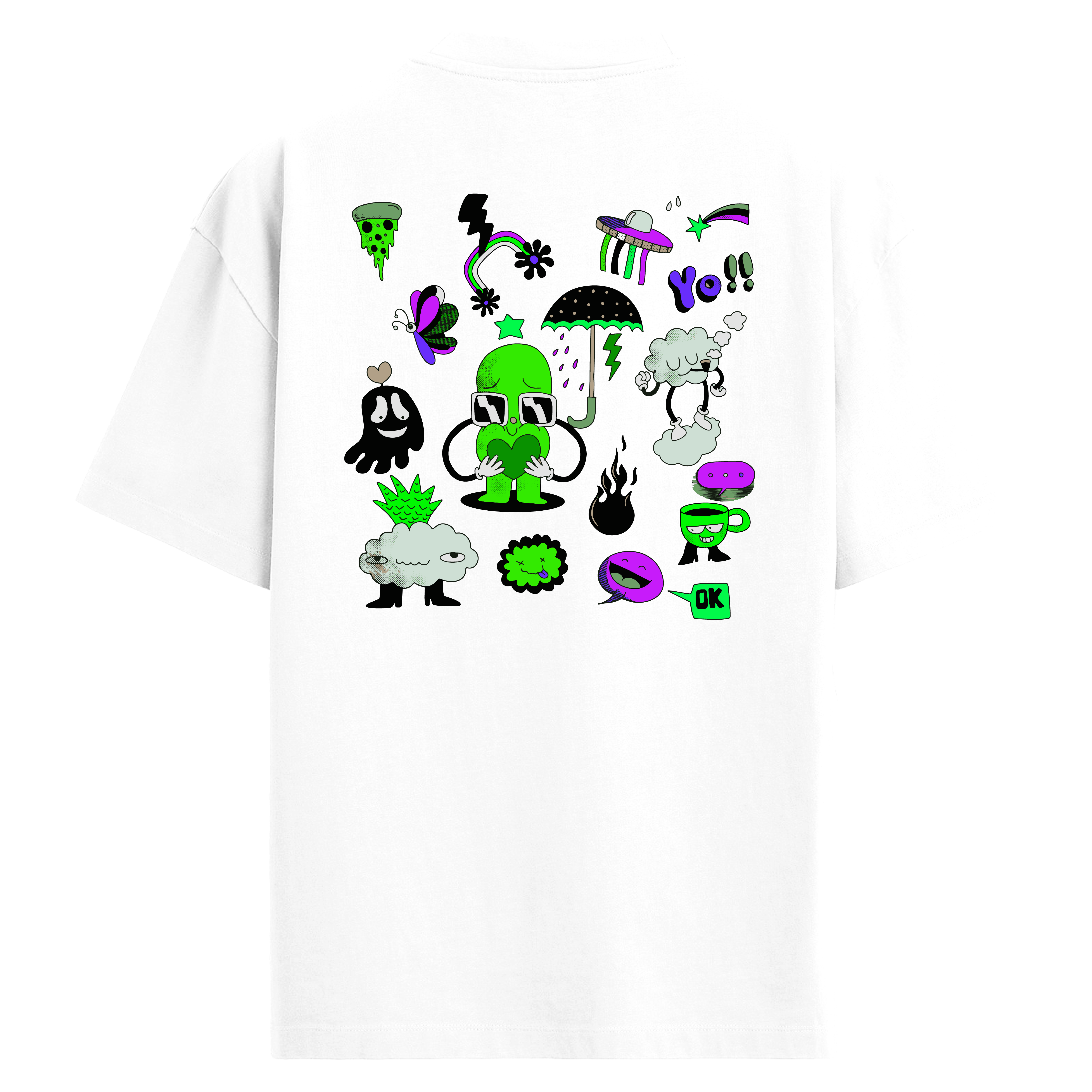 Alien Mood Sırt Baskılı Oversize T-Shirt