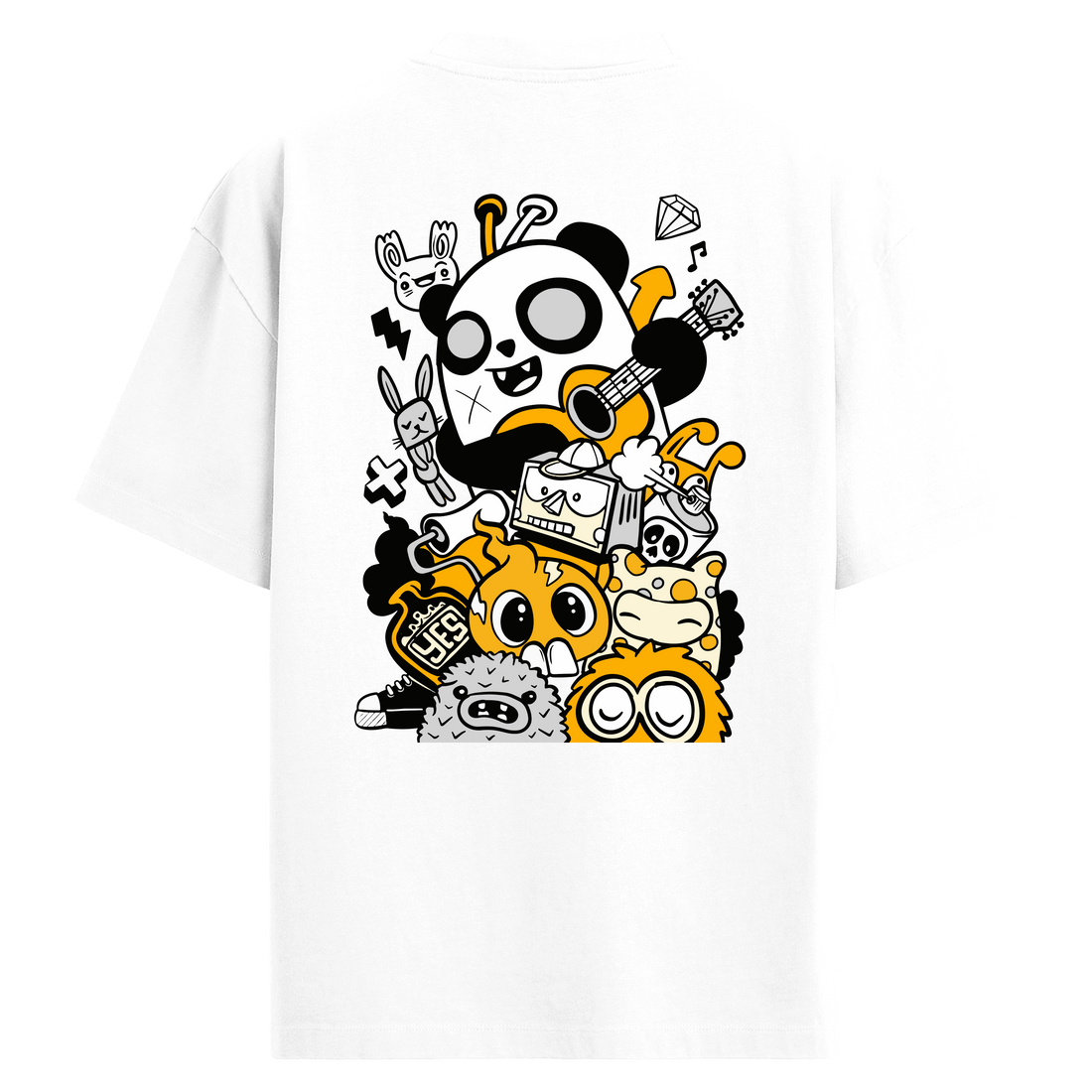 Panda Jam Sırt Baskılı Oversize T-Shirt