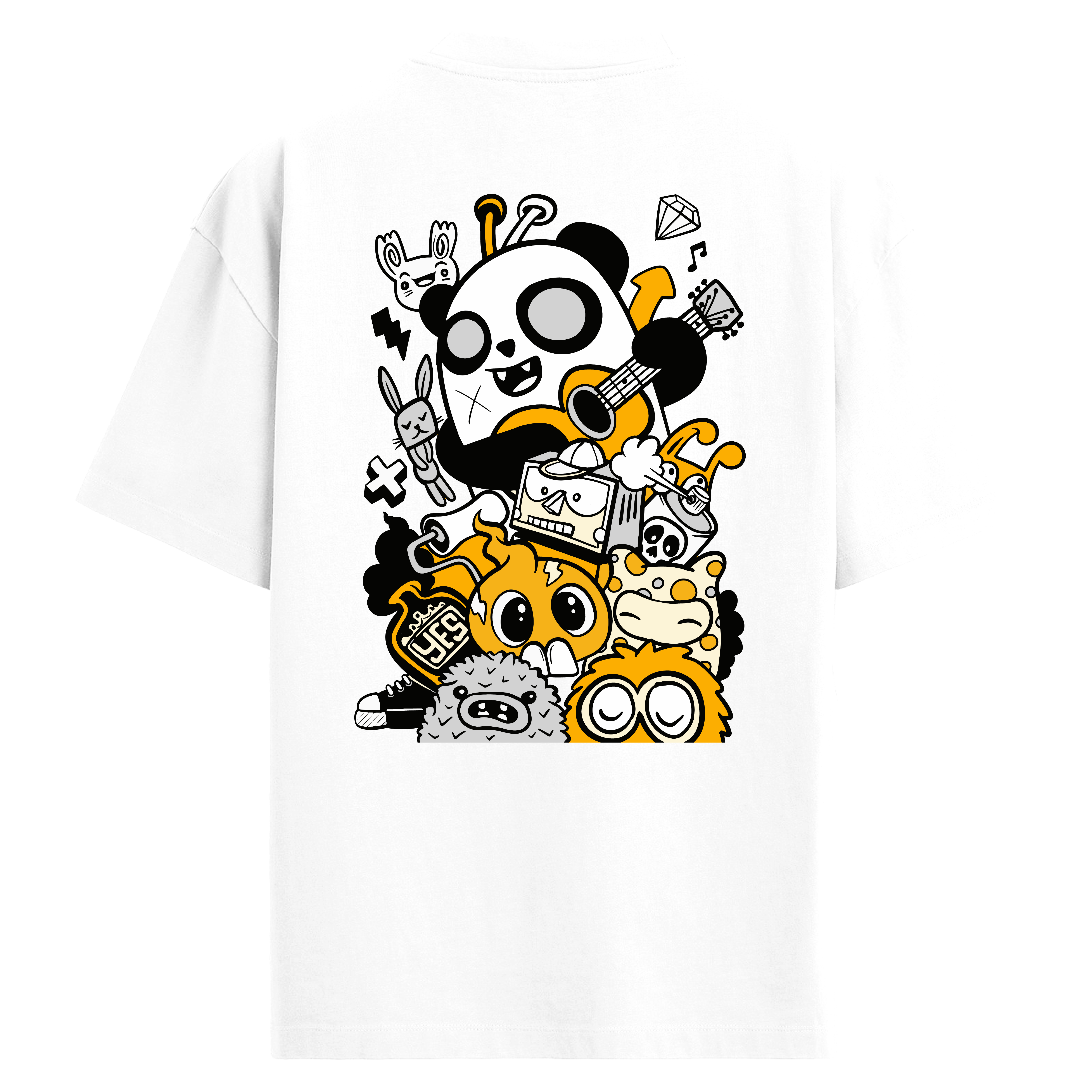 Panda Jam Sırt Baskılı Oversize T-Shirt